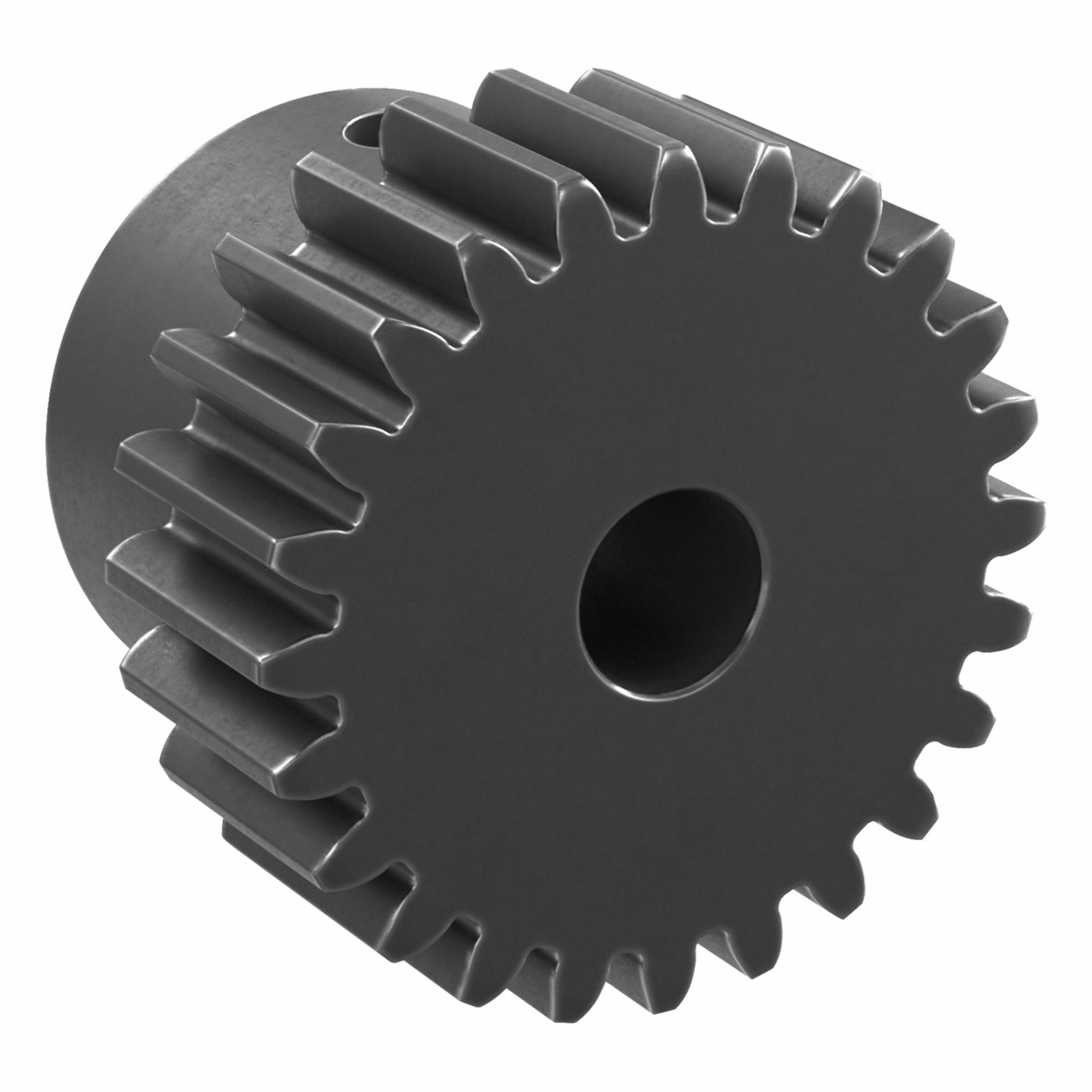 Spur Gear: Module m 1, 24 Teeth, 6 mm Bore Dia, Black Oxide Coated Carbon Steel, 20° Pressure Angle