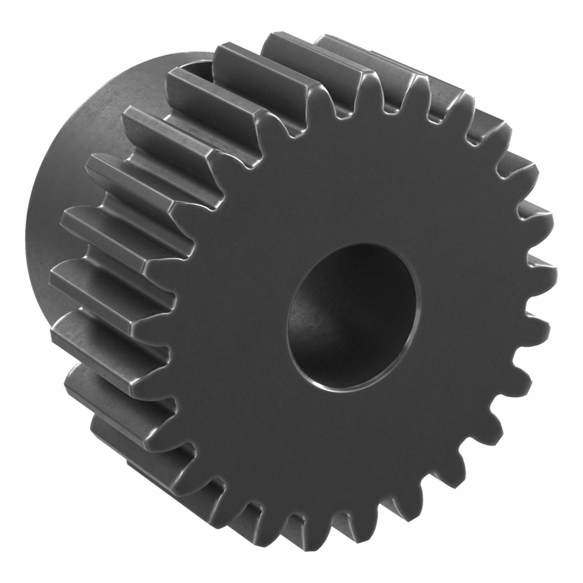 Spur Gear: Module m 1, 25 Teeth, 8 mm Bore Dia, Black Oxide Coated Carbon Steel, 20° Pressure Angle