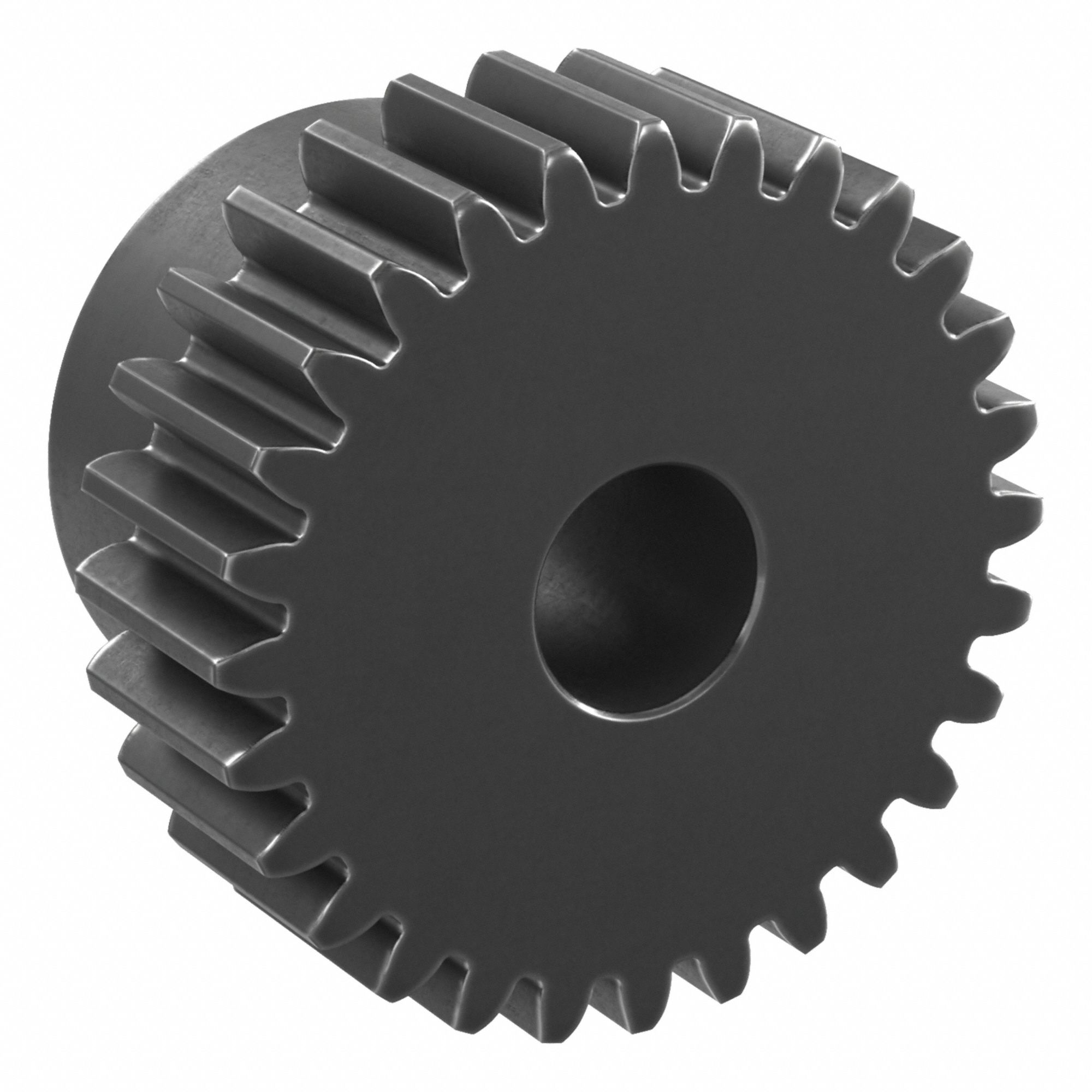 Spur Gear: Module m 1, 28 Teeth, 8 mm Bore Dia, Black Oxide Coated Carbon Steel, 20° Pressure Angle