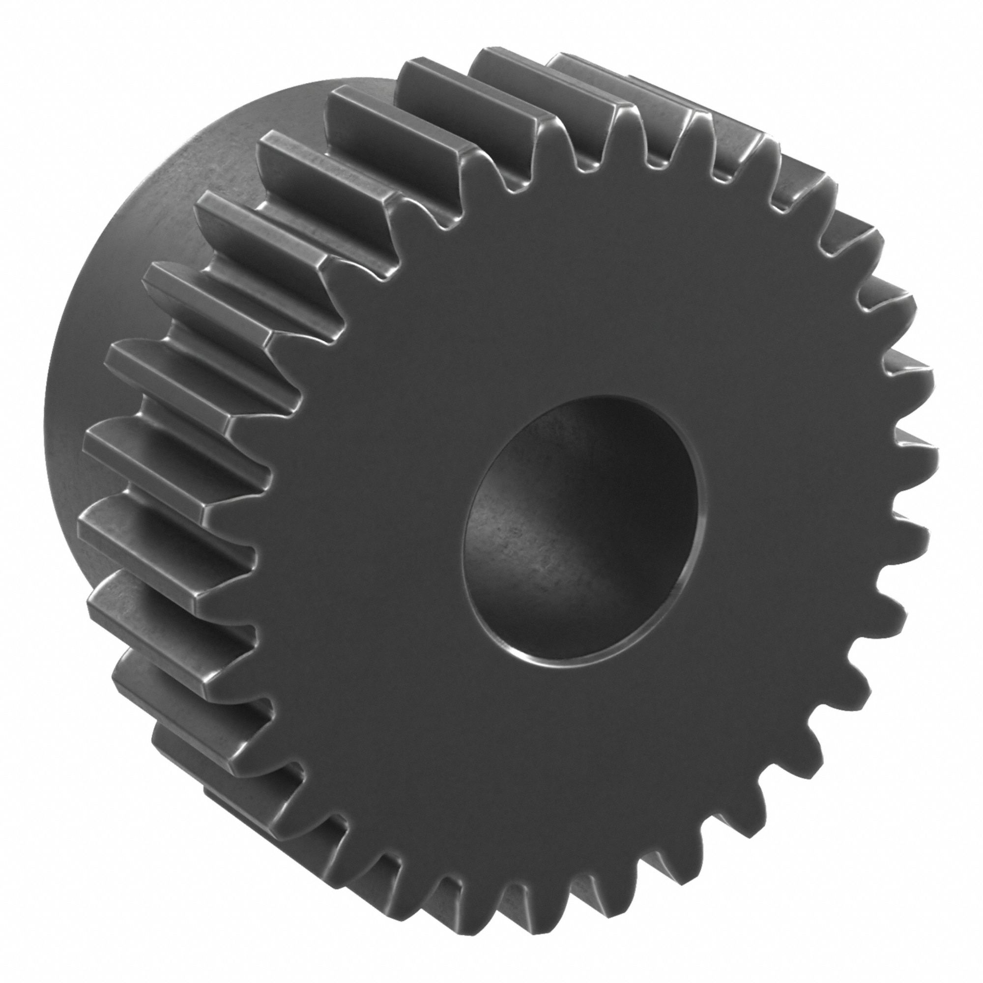 Spur Gear: Module m 1, 30 Teeth, 10 mm Bore Dia, Black Oxide Coated Carbon Steel, 20° Pressure Angle