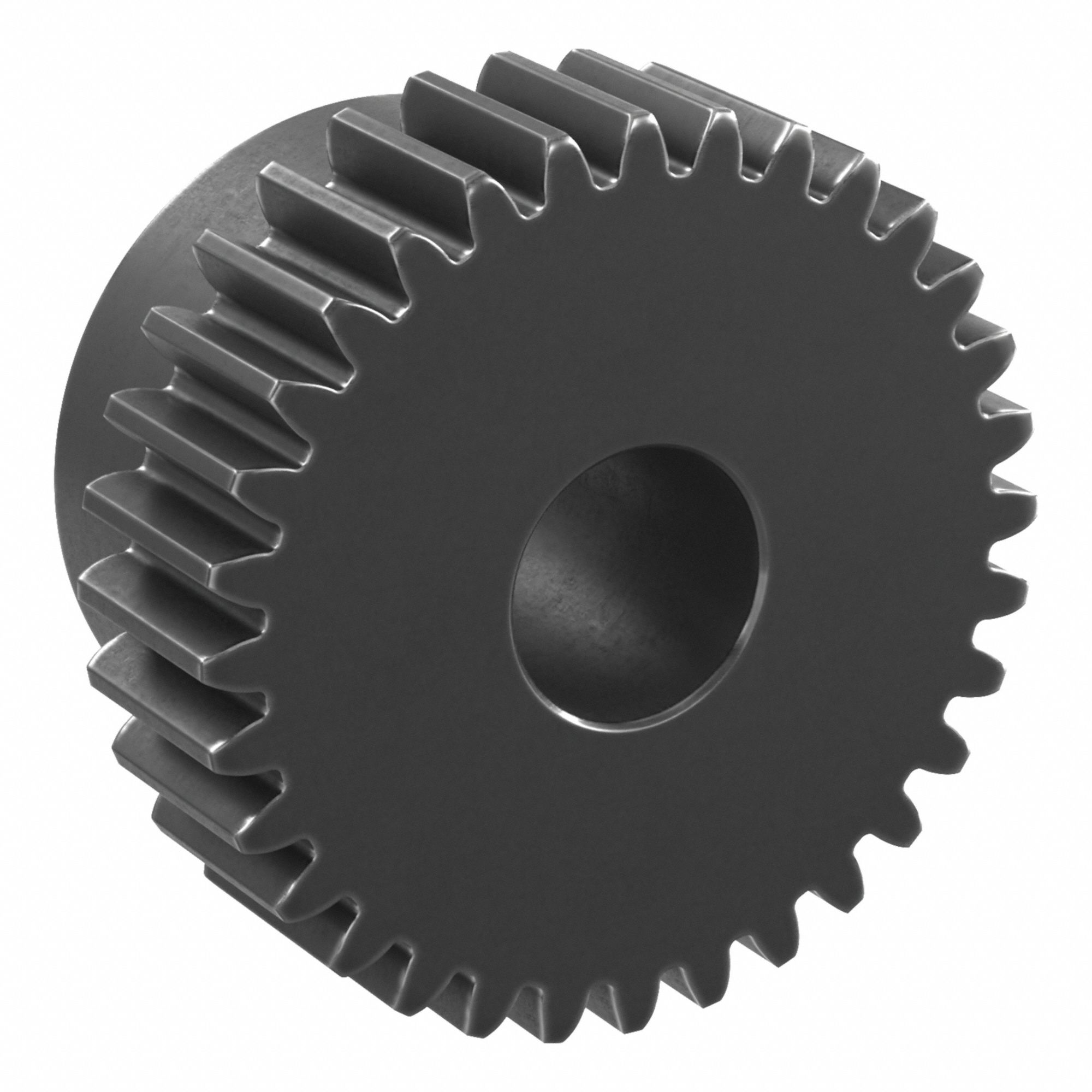 Spur Gear: Module m 1, 32 Teeth, 10 mm Bore Dia, Black Oxide Coated Carbon Steel, 20° Pressure Angle