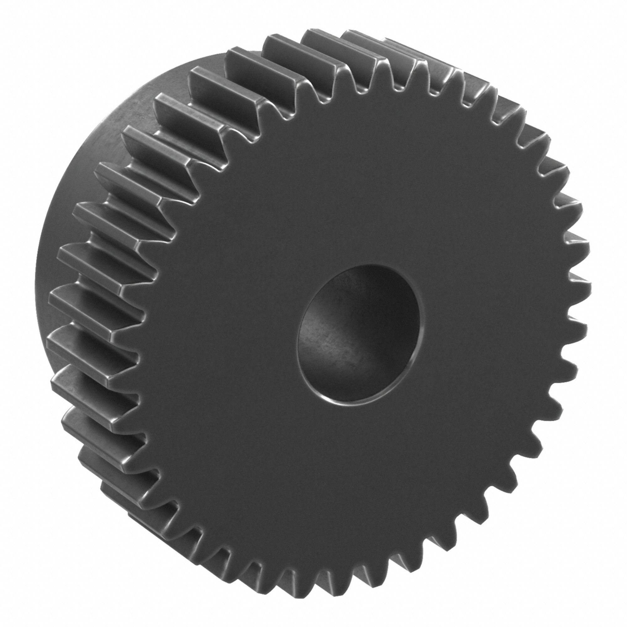 Spur Gear: Module m 1, 38 Teeth, 10 mm Bore Dia, Black Oxide Coated Carbon Steel, 20° Pressure Angle