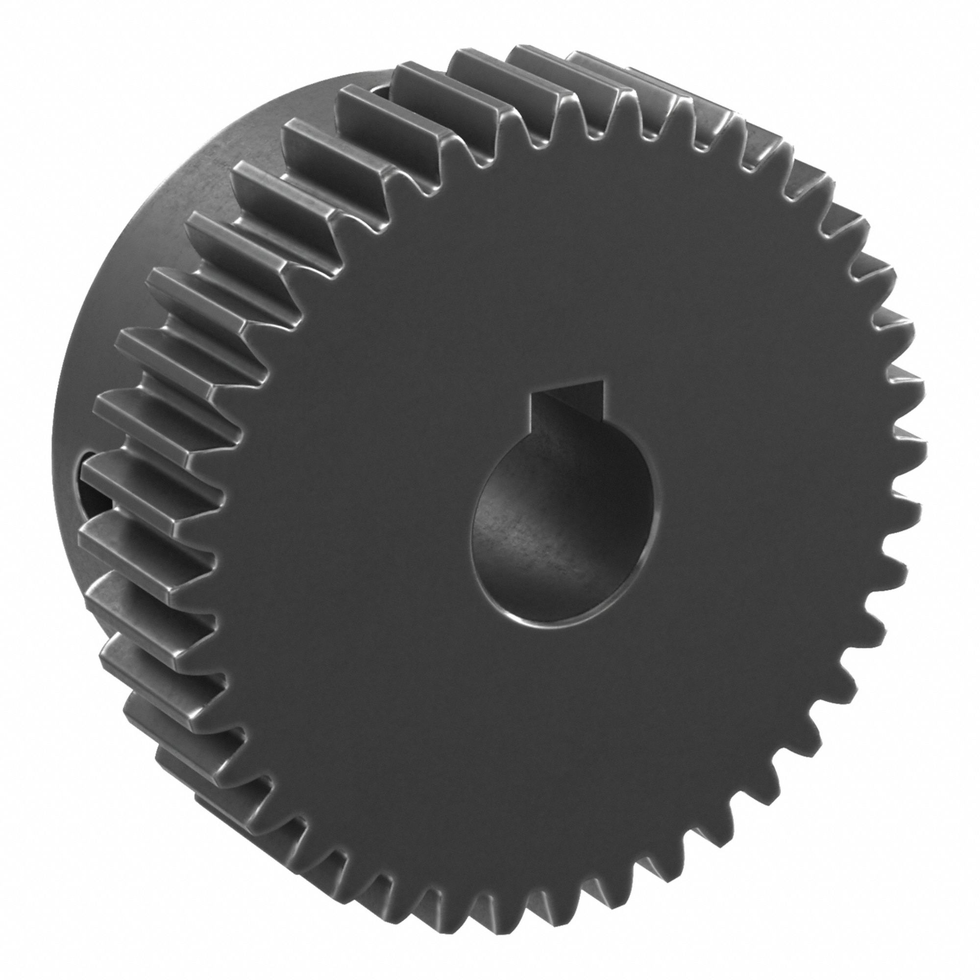 Spur Gear: Module m 1, 40 Teeth, 10 mm Bore Dia, Black Oxide Coated Carbon Steel, 20° Pressure Angle