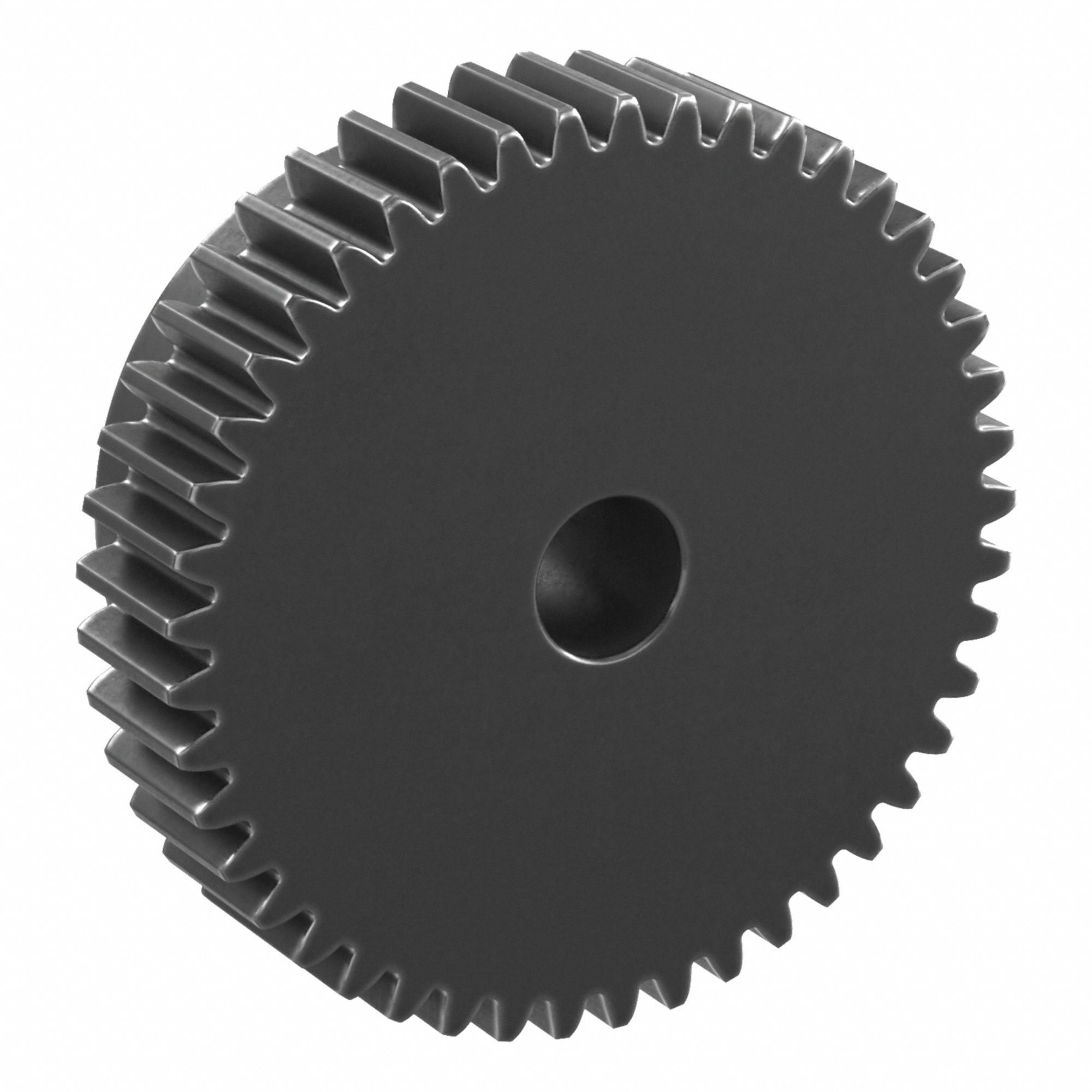 Spur Gear: Module m 1, 45 Teeth, 8 mm Bore Dia, Black Oxide Coated Carbon Steel, 20° Pressure Angle