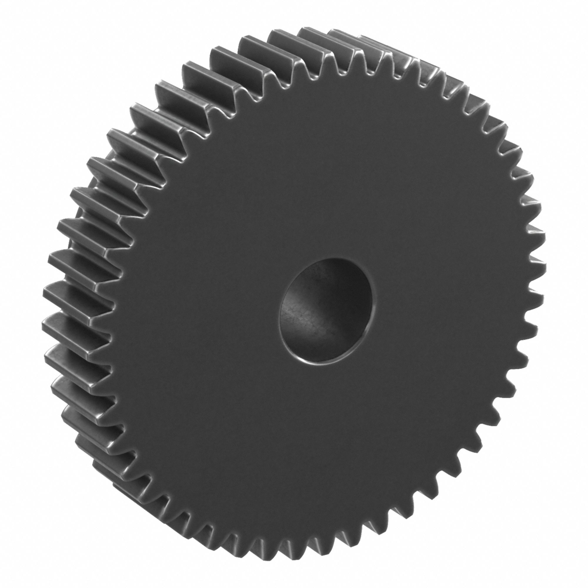 Spur Gear: Module m 1, 48 Teeth, 10 mm Bore Dia, Black Oxide Coated Carbon Steel, 20° Pressure Angle
