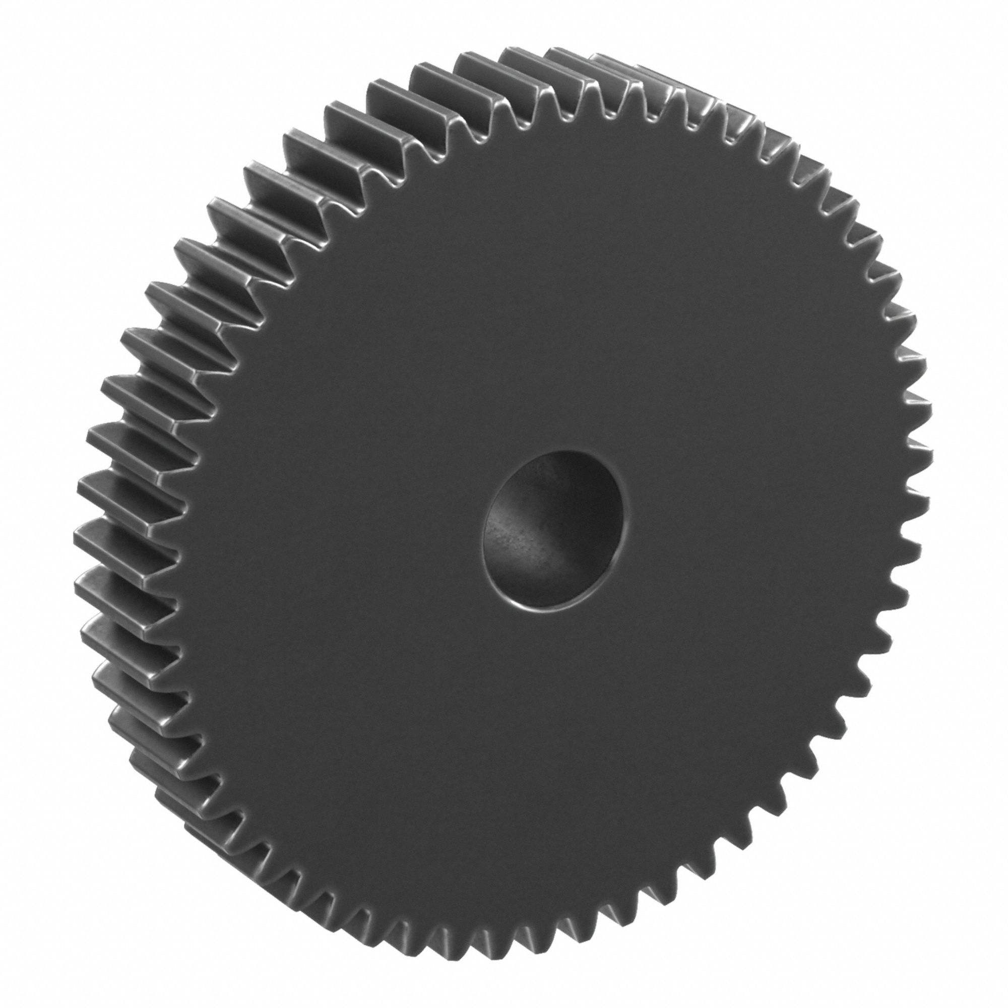 Spur Gear: Module m 1, 55 Teeth, 10 mm Bore Dia, Black Oxide Coated Carbon Steel, 20° Pressure Angle
