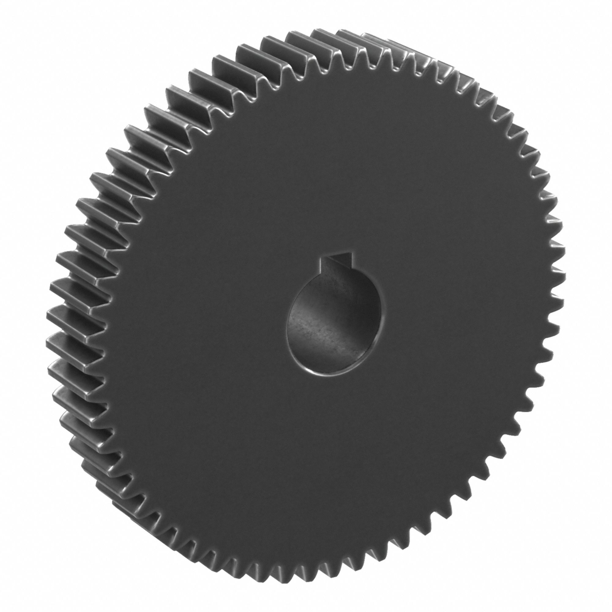 Spur Gear: Module m 1, 60 Teeth, 12 mm Bore Dia, Black Oxide Coated Carbon Steel, 20° Pressure Angle