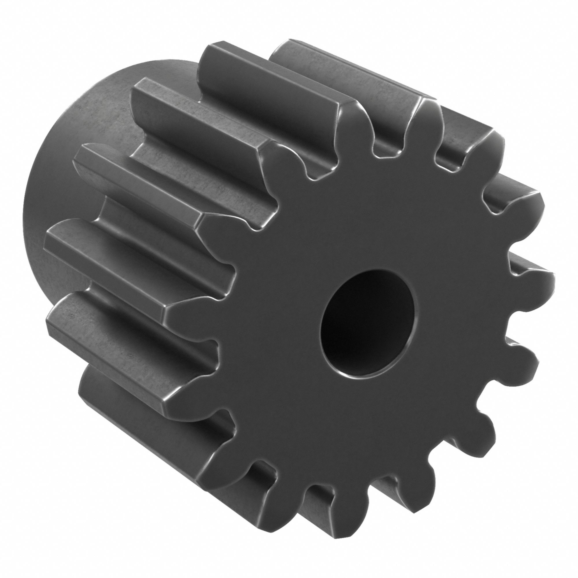 Spur Gear: Module m 1.5, 15 Teeth, 8 mm Bore Dia, Black Oxide Coated Carbon Steel, Plain Bore