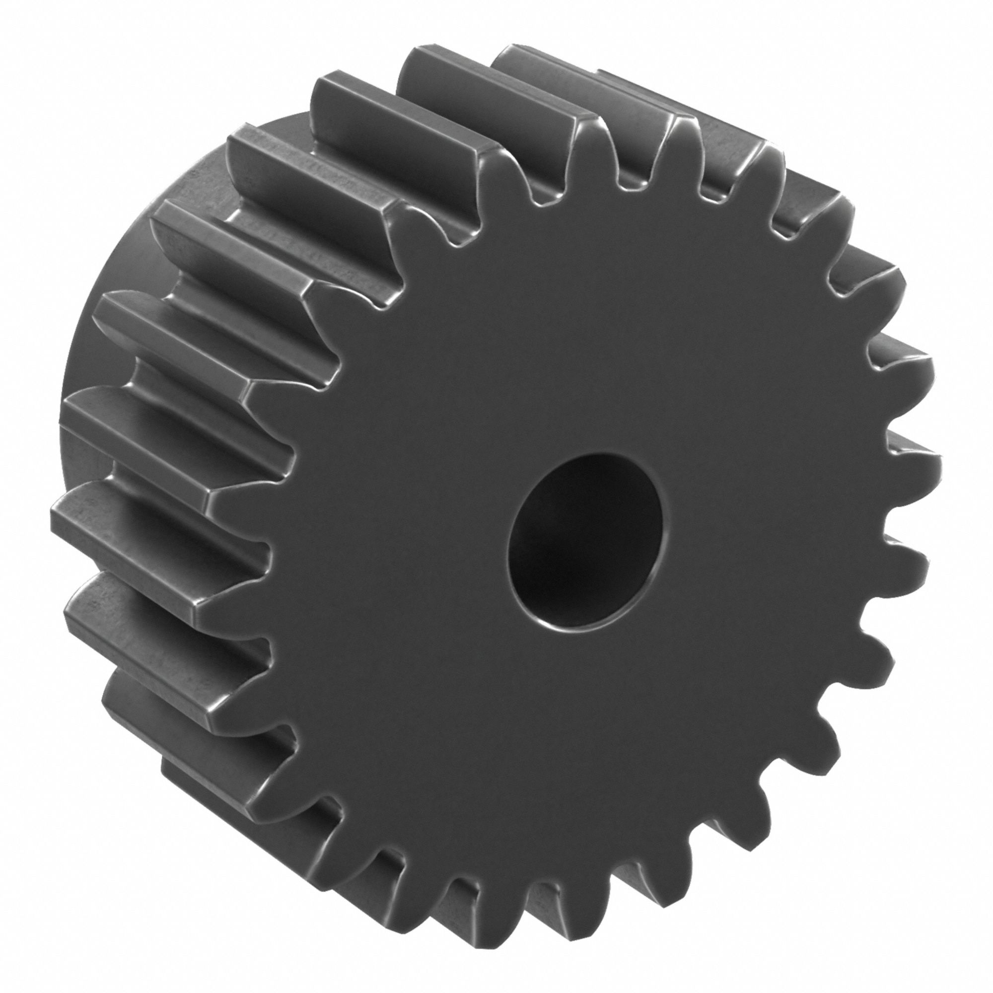 Spur Gear: Module m 1.5, 24 Teeth, 8 mm Bore Dia, Black Oxide Coated Carbon Steel, Plain Bore