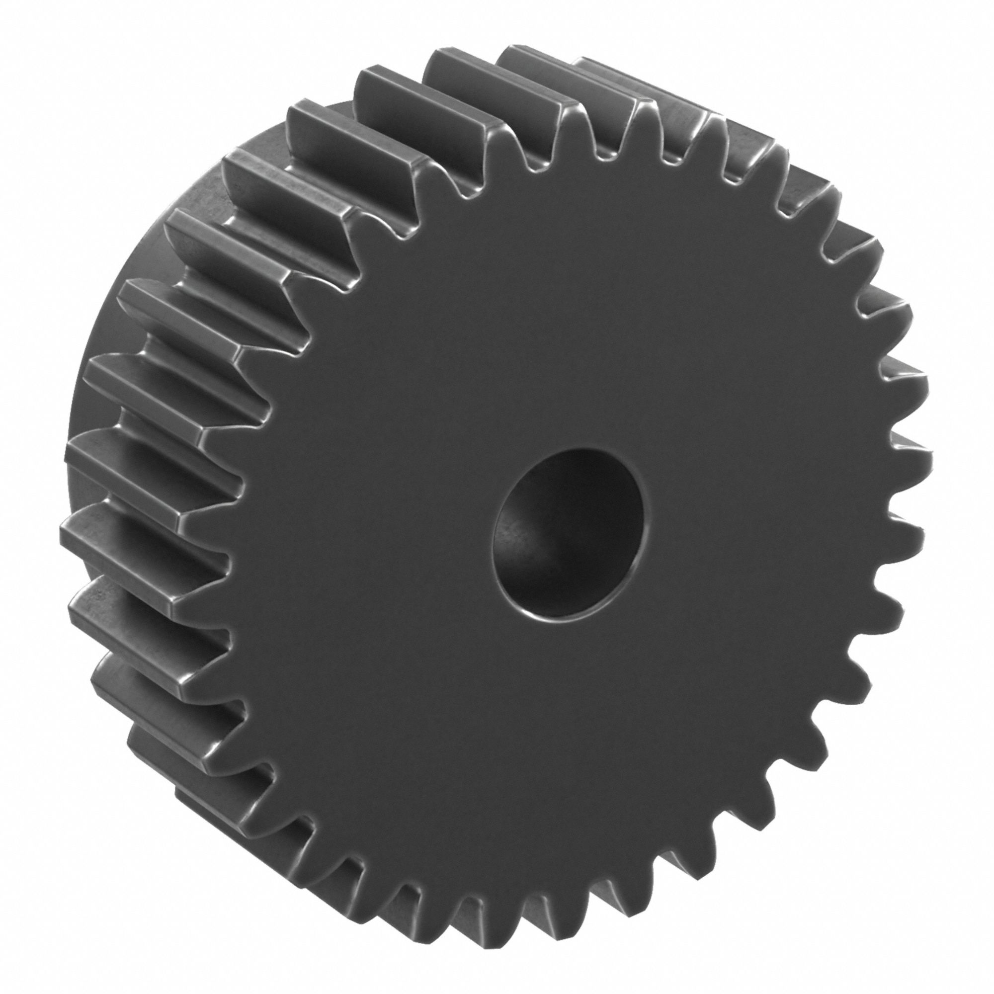Spur Gear: Module m 1.5, 32 Teeth, 10 mm Bore Dia, Black Oxide Coated Carbon Steel, Plain Bore