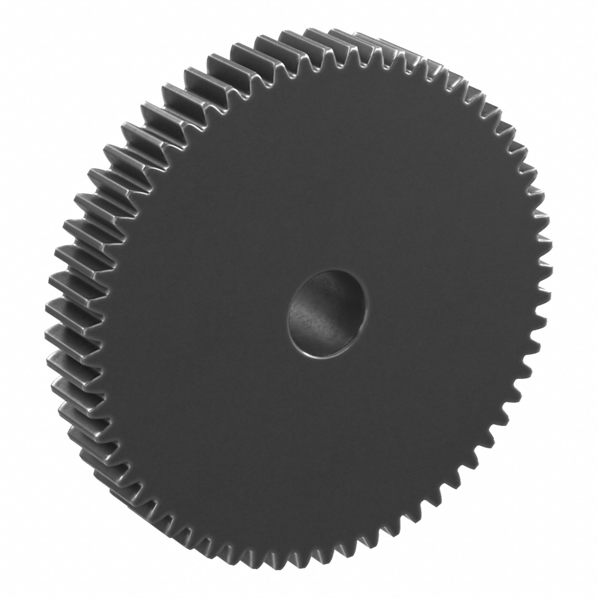 Spur Gear: Module m 1.5, 60 Teeth, 15 mm Bore Dia, Black Oxide Coated Carbon Steel, Plain Bore