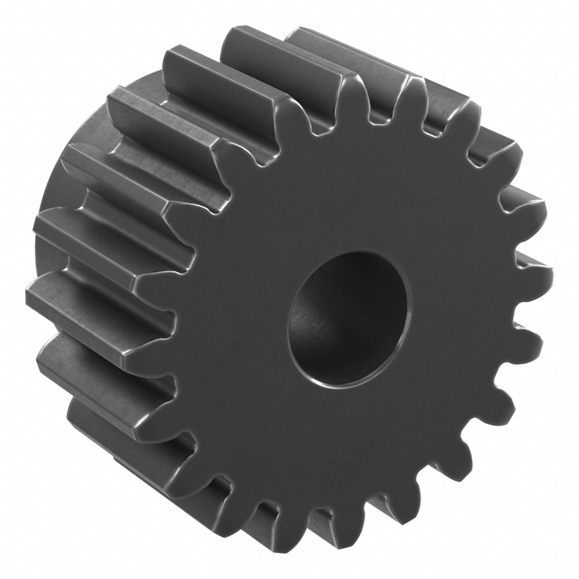 Spur Gear: Module m 2, 20 Teeth, 12 mm Bore Dia, Black Oxide Coated Carbon Steel, 20° Pressure Angle