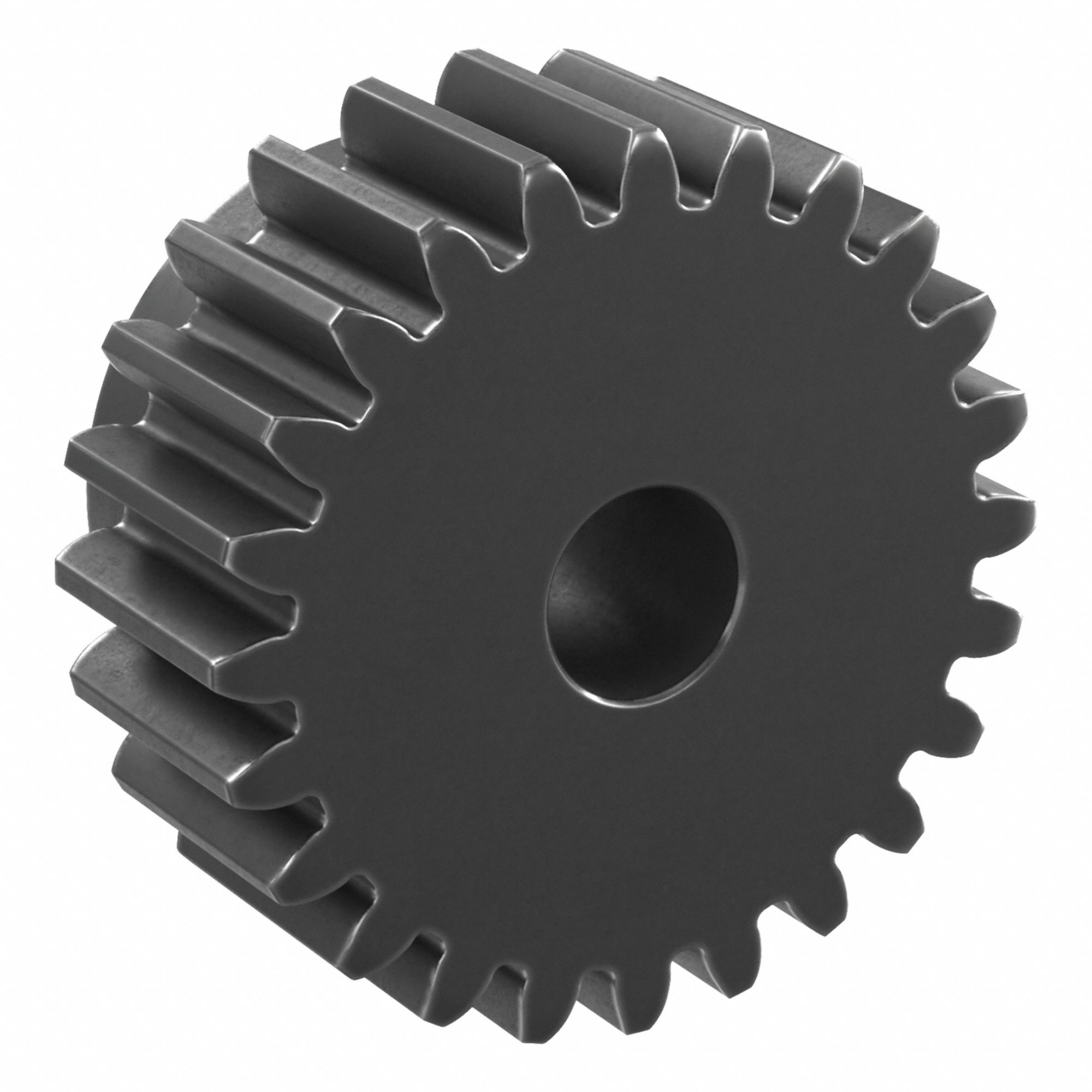 Spur Gear: Module m 2, 24 Teeth, 12 mm Bore Dia, Black Oxide Coated Carbon Steel, 20° Pressure Angle