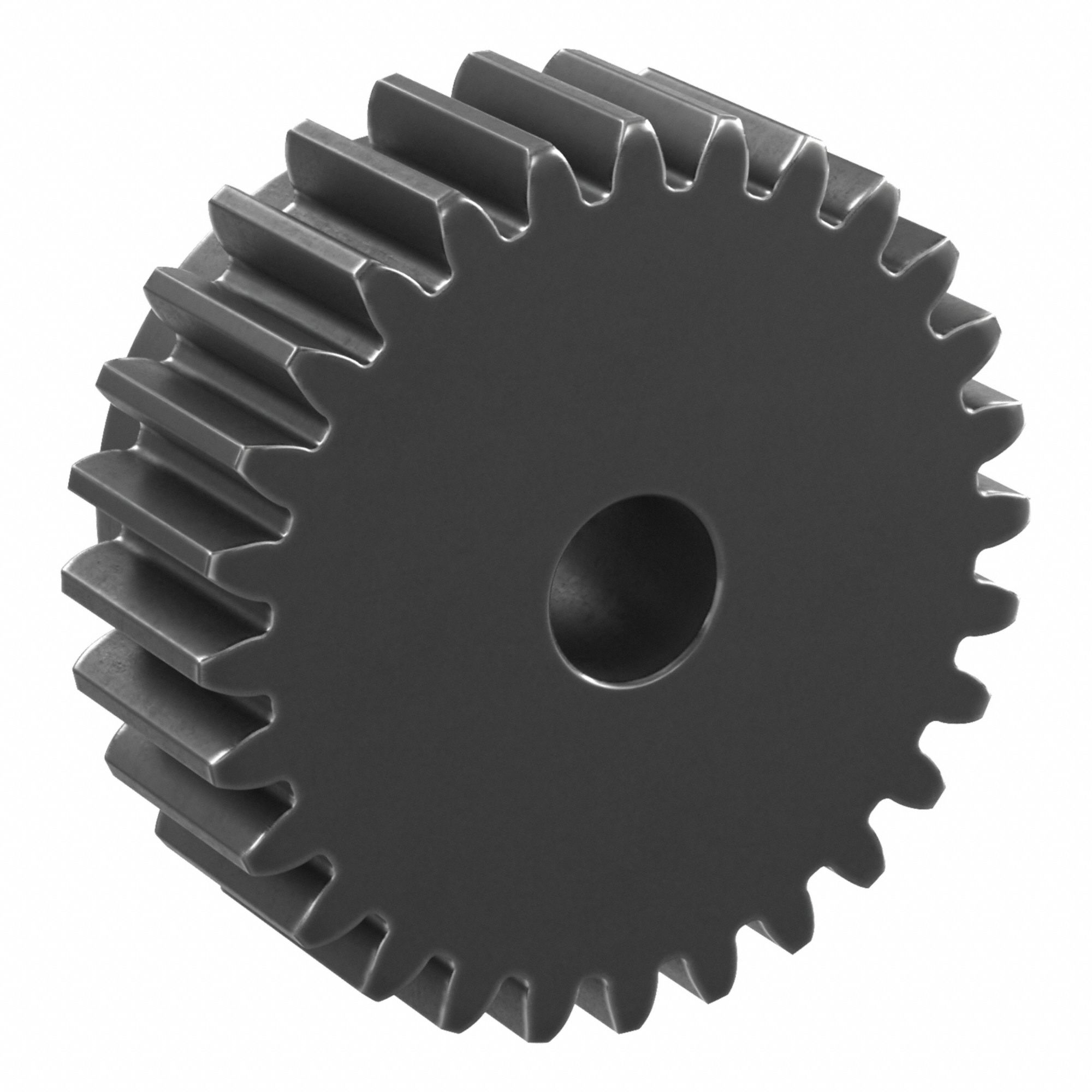 Spur Gear: Module m 2, 28 Teeth, 12 mm Bore Dia, Black Oxide Coated Carbon Steel, 20° Pressure Angle