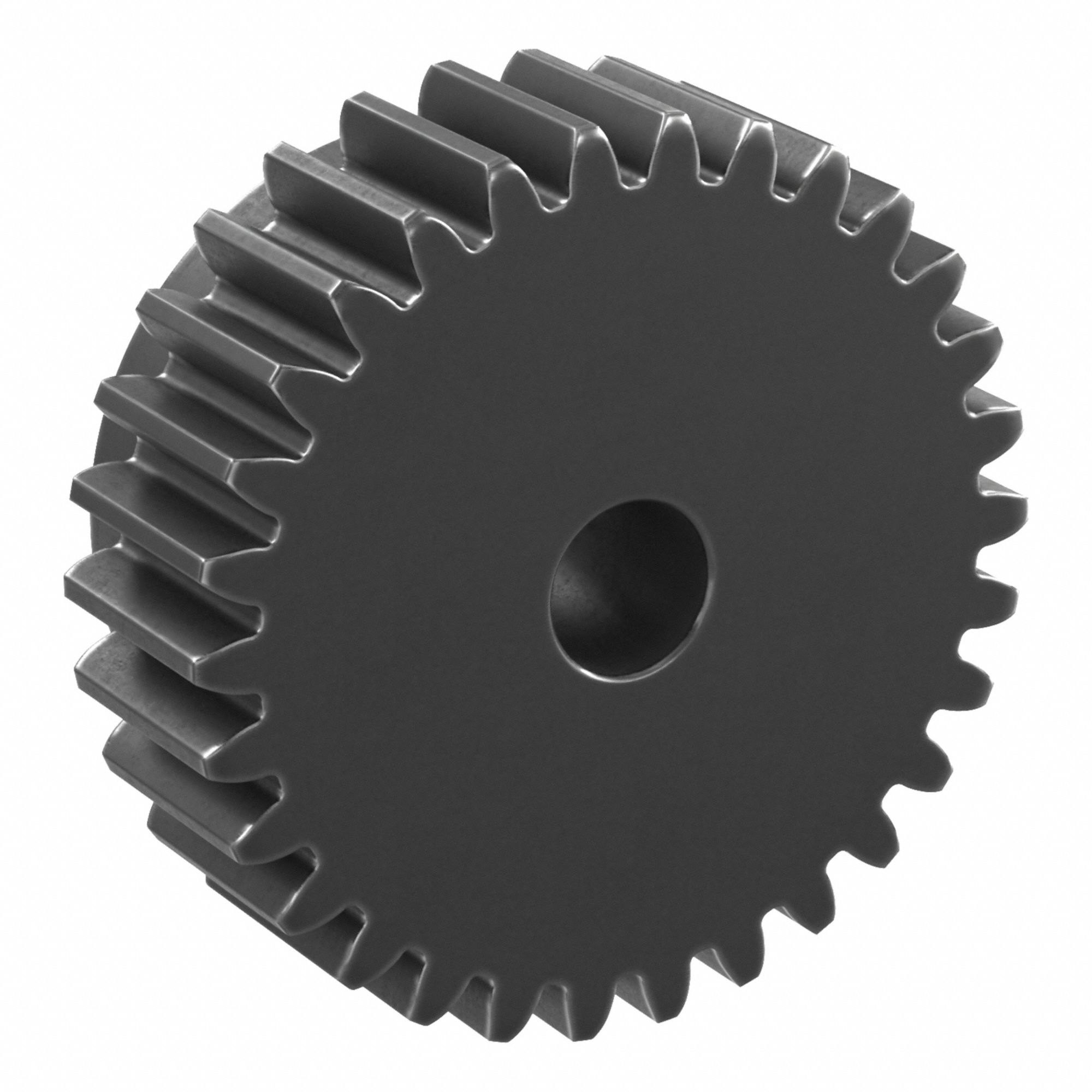 Spur Gear: Module m 2, 30 Teeth, 12 mm Bore Dia, Black Oxide Coated Carbon Steel, 20° Pressure Angle