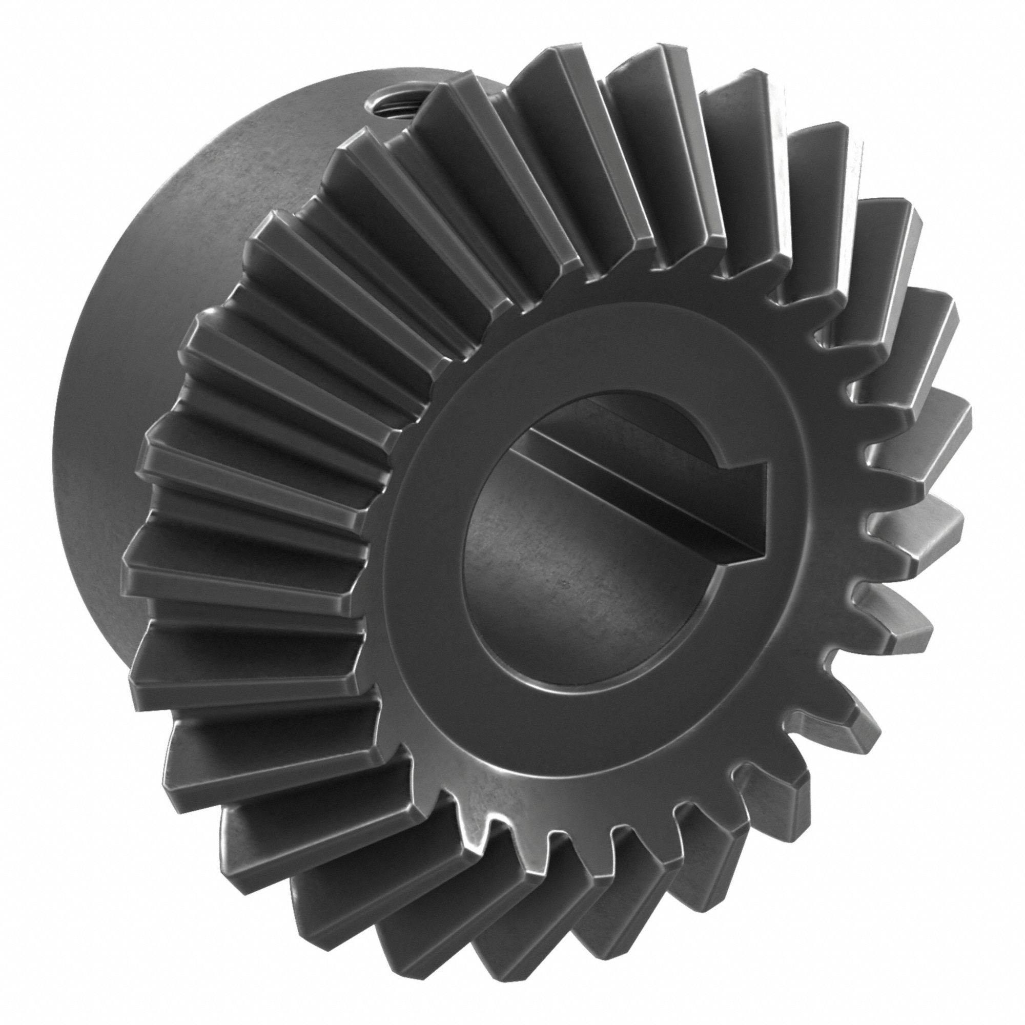 Bore Miter Gear: For 90° Shaft Angle, Module m 1.5, 25 Teeth, Black Oxide Coated Carbon Steel