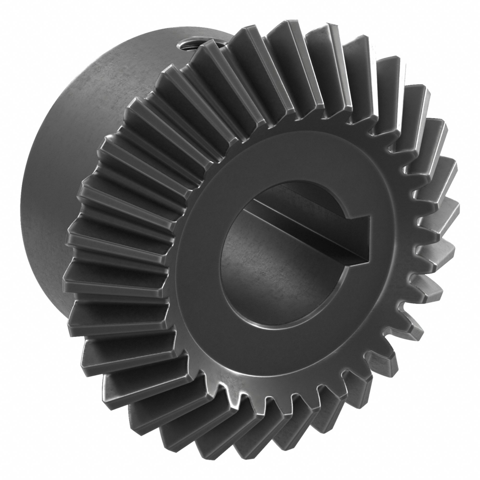 Bore Miter Gear: For 90° Shaft Angle, Module m 1.5, 30 Teeth, Black Oxide Coated Carbon Steel