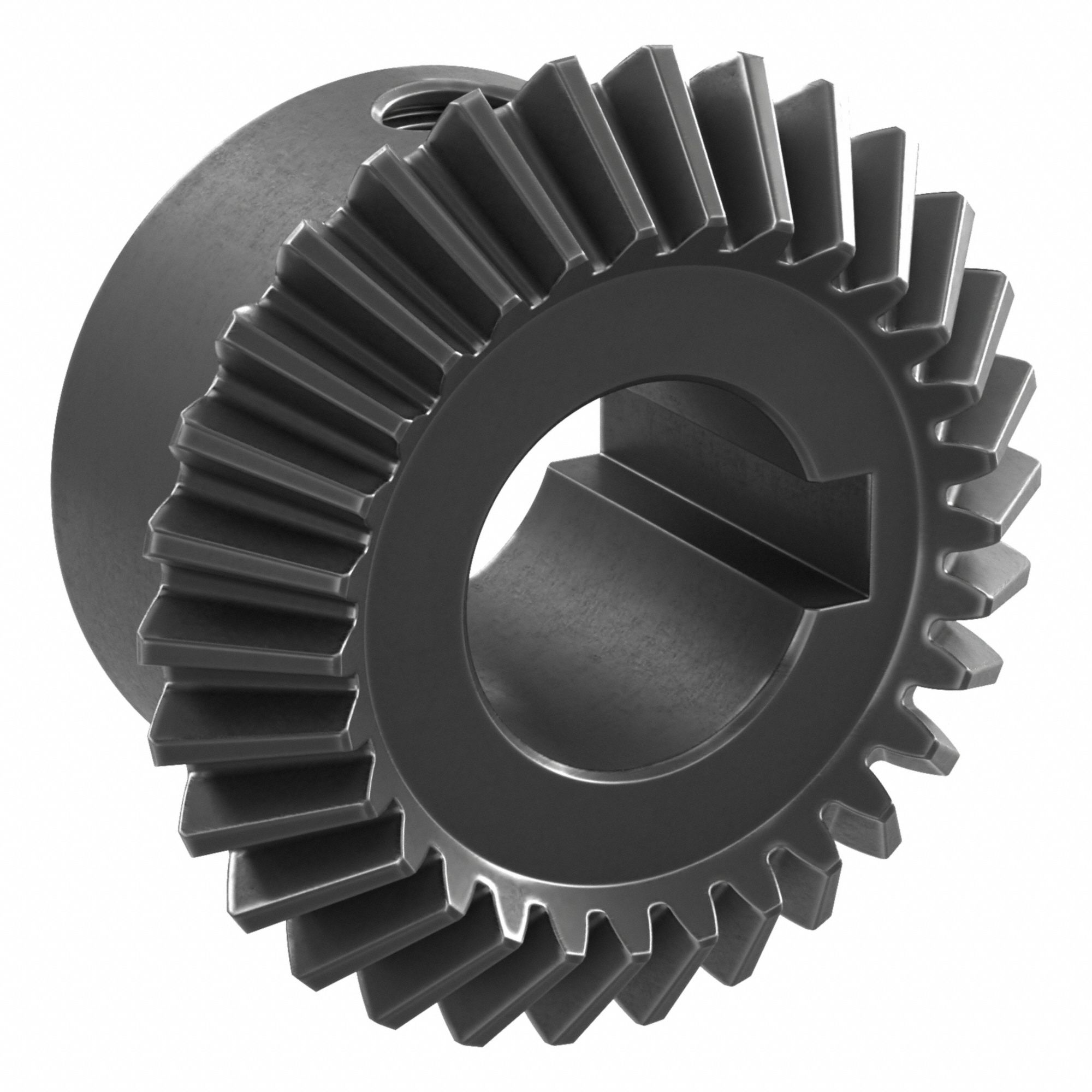Bore Miter Gear: For 90° Shaft Angle, Module m 1, 30 Teeth, Black Oxide Coated Carbon Steel
