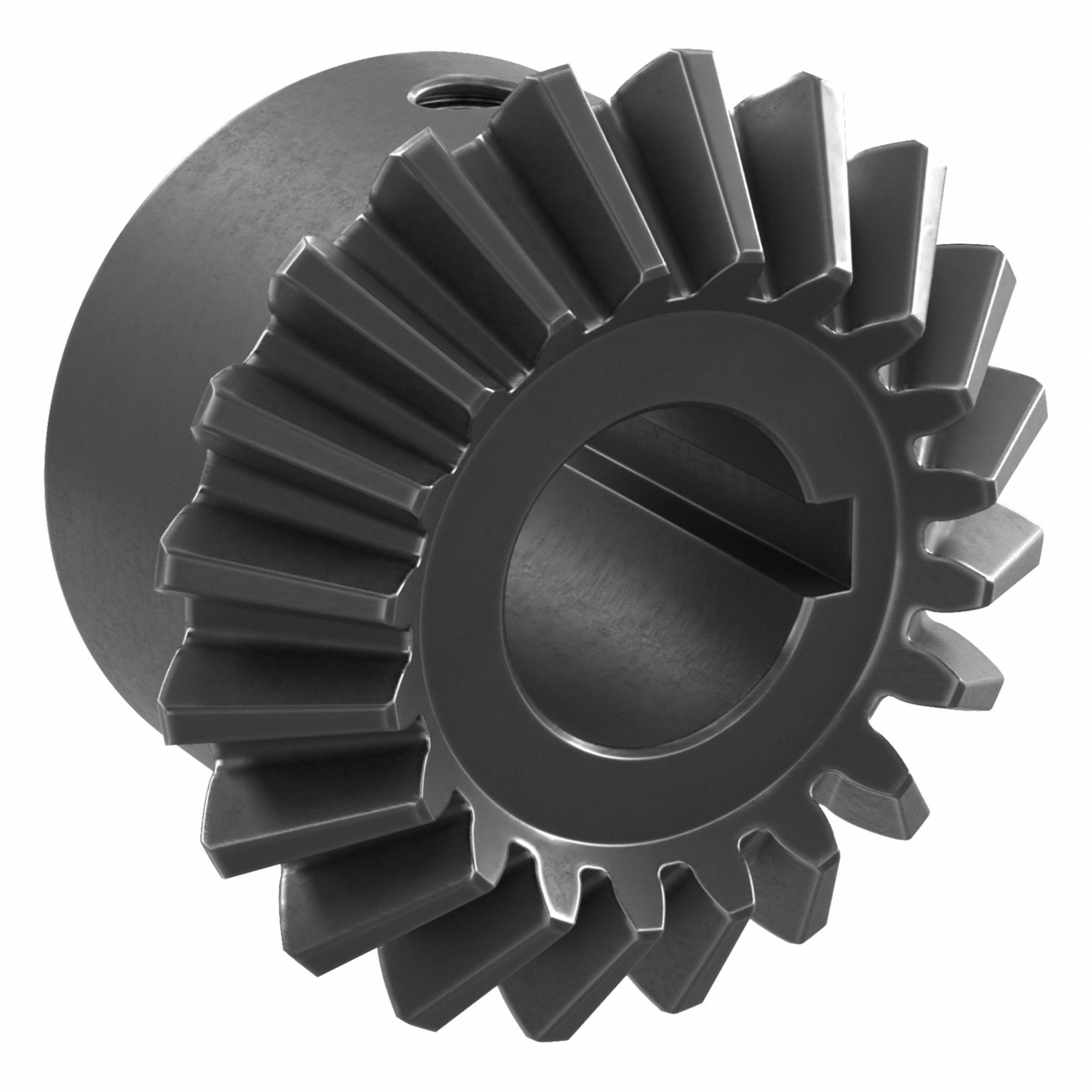 Bore Miter Gear: For 90° Shaft Angle, Module m 2.5, 20 Teeth, Black Oxide Coated Carbon Steel