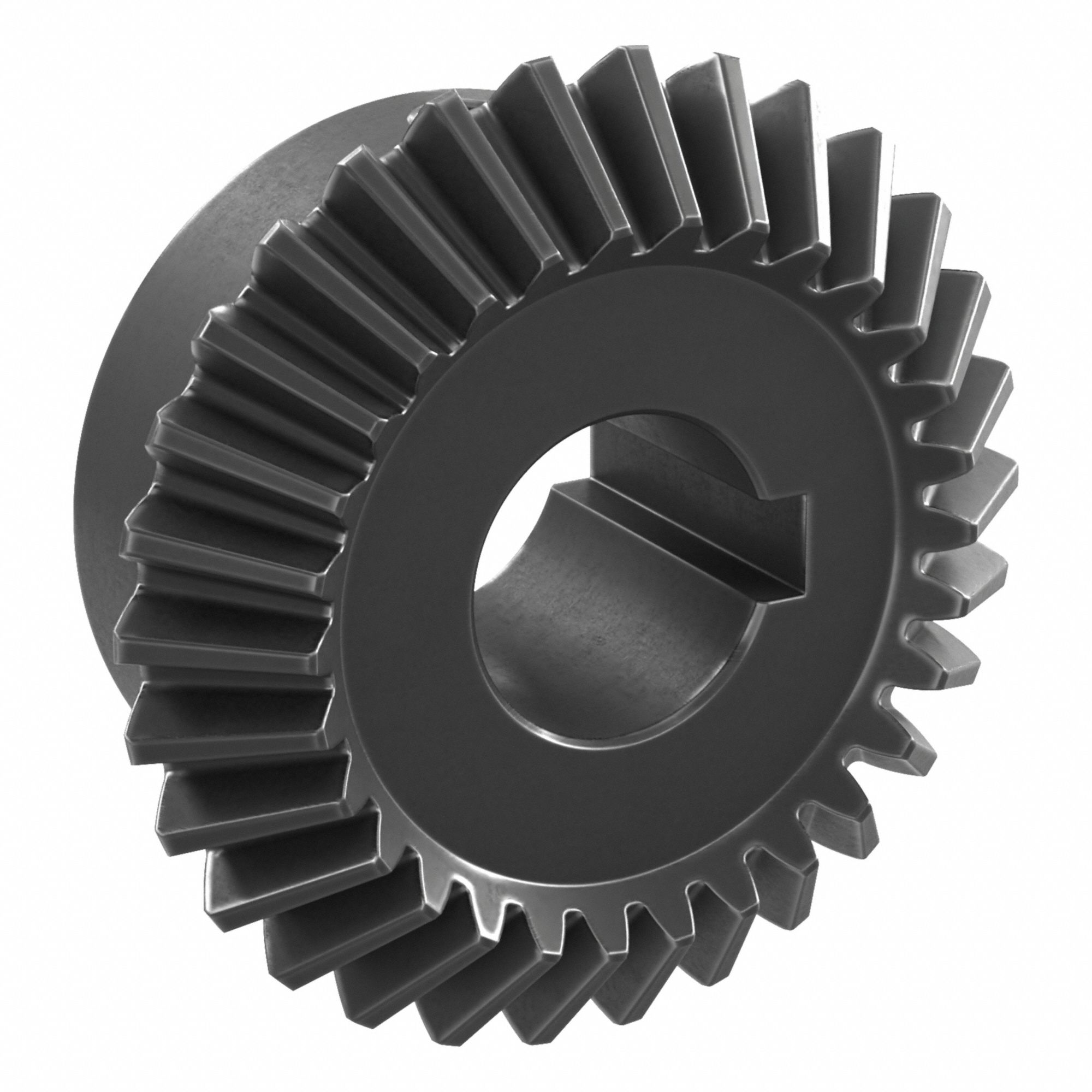 Bore Miter Gear: For 90° Shaft Angle, Module m 2.5, 30 Teeth, Black Oxide Coated Carbon Steel