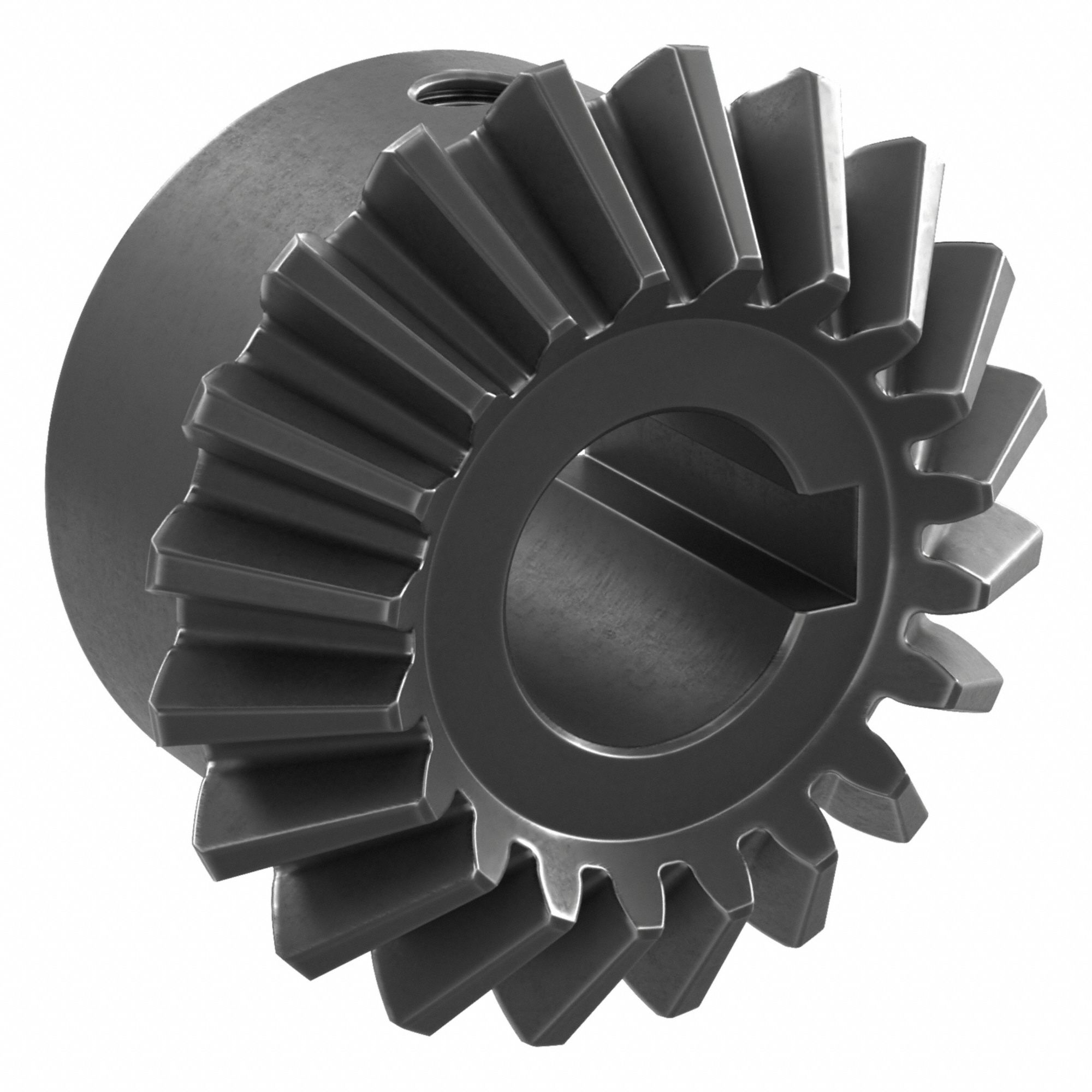 Bore Miter Gear: For 90° Shaft Angle, Module m 2, 20 Teeth, Black Oxide Coated Carbon Steel