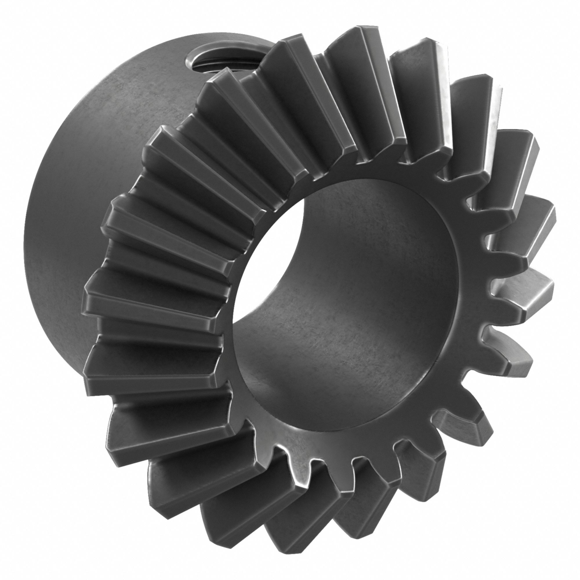 Bore Miter Gear: For 90° Shaft Angle, Module m 1, 20 Teeth, Black Oxide Coated Carbon Steel