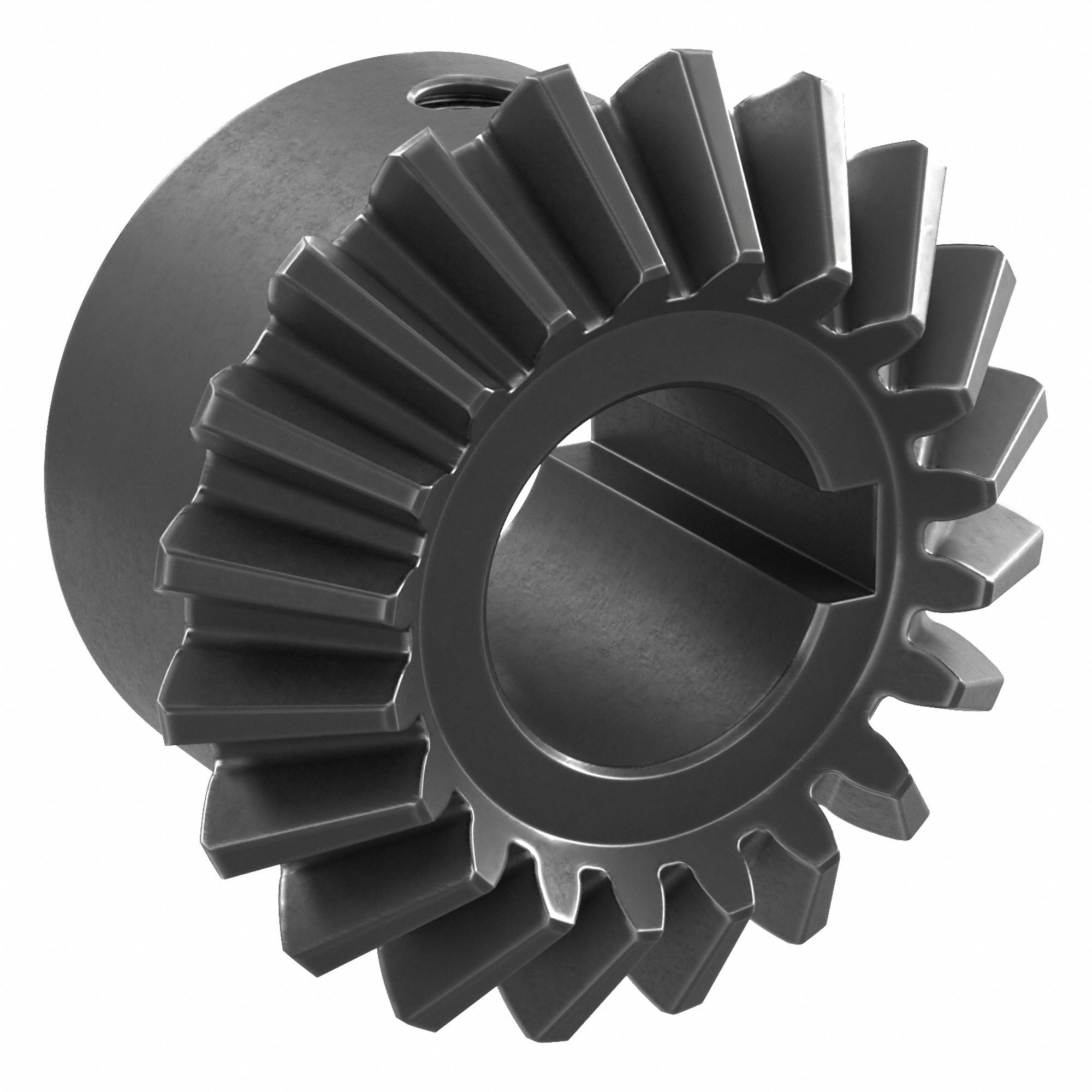 Bore Miter Gear: For 90° Shaft Angle, Module m 2.5, 20 Teeth, Black Oxide Coated Carbon Steel