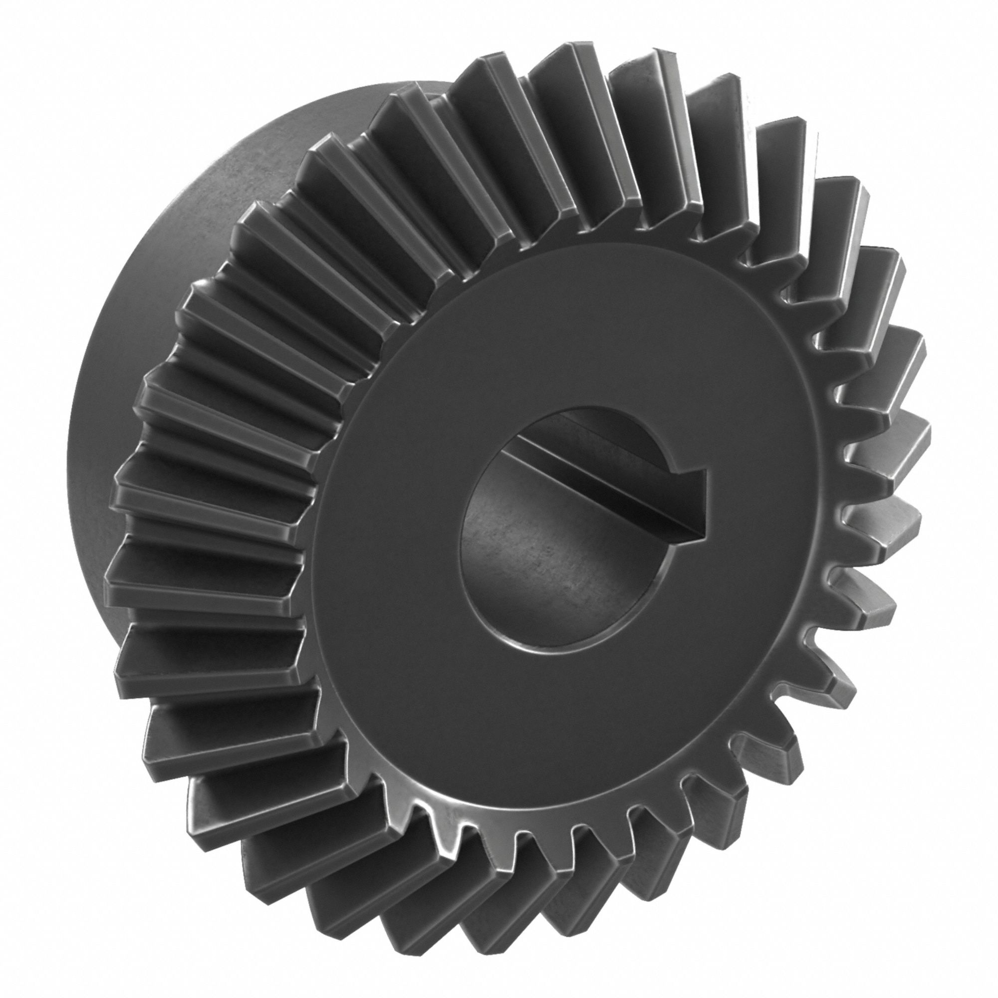 Bore Miter Gear: For 90° Shaft Angle, Module m 2.5, 30 Teeth, Black Oxide Coated Carbon Steel