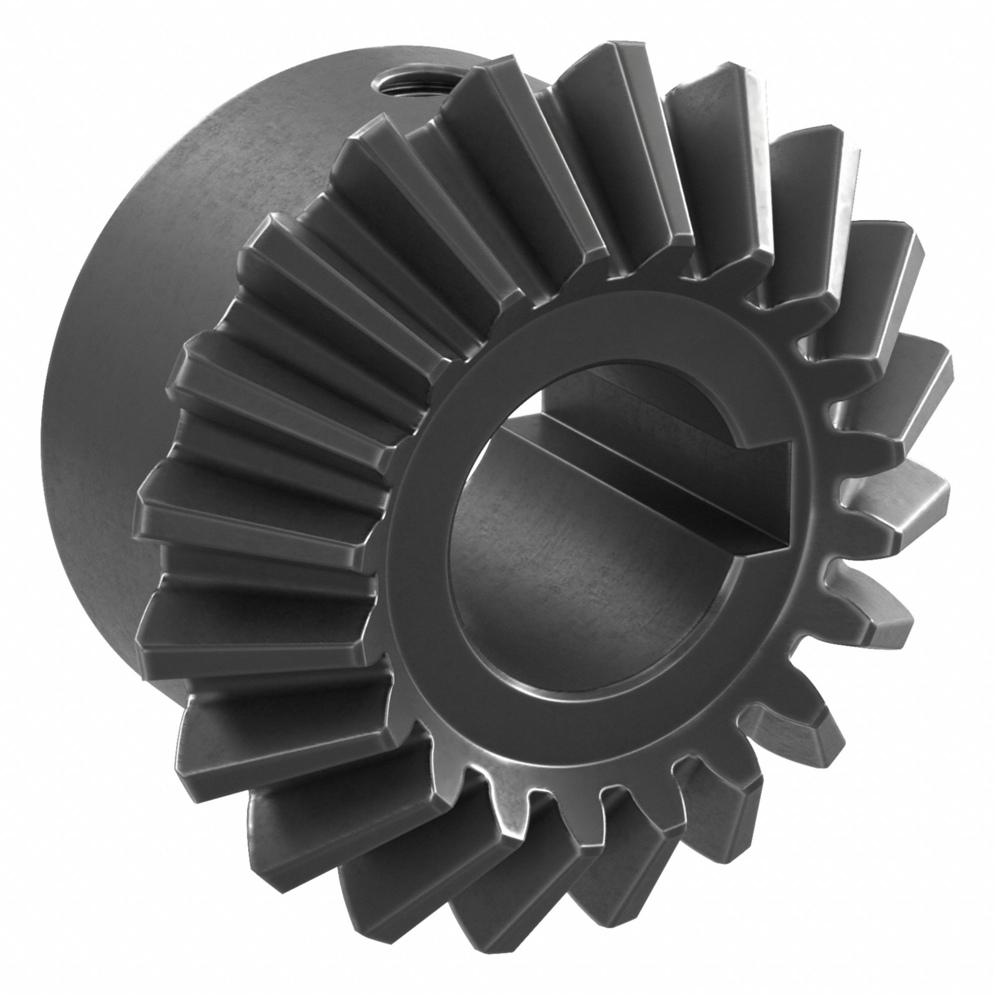 Bore Miter Gear: For 90° Shaft Angle, Module m 2, 20 Teeth, Black Oxide Coated Carbon Steel