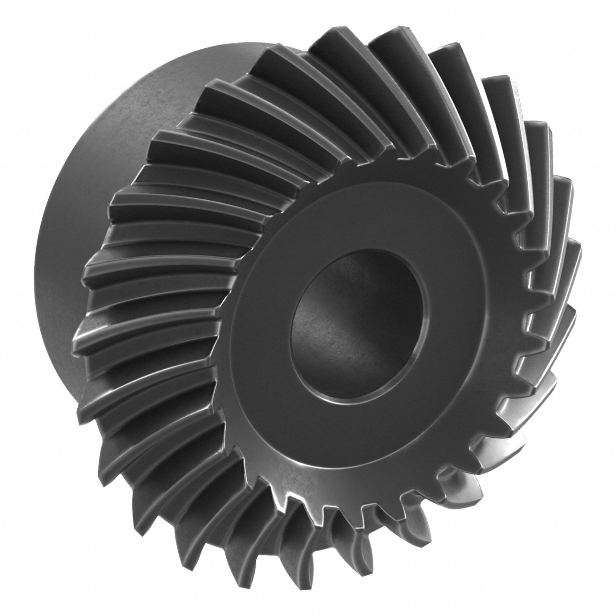 Spiral Miter Gear: Left Hand, Module m 1.5, 25 Teeth, Black Oxide Coated Carbon Steel
