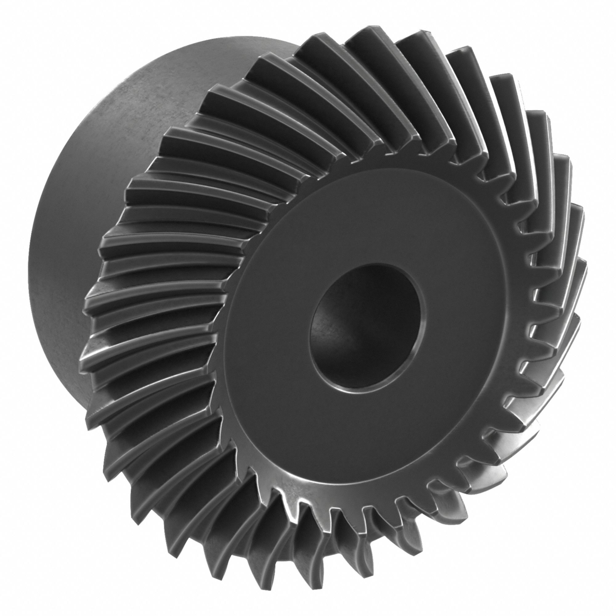 Spiral Miter Gear: Left Hand, Module m 1.5, 30 Teeth, Black Oxide Coated Carbon Steel