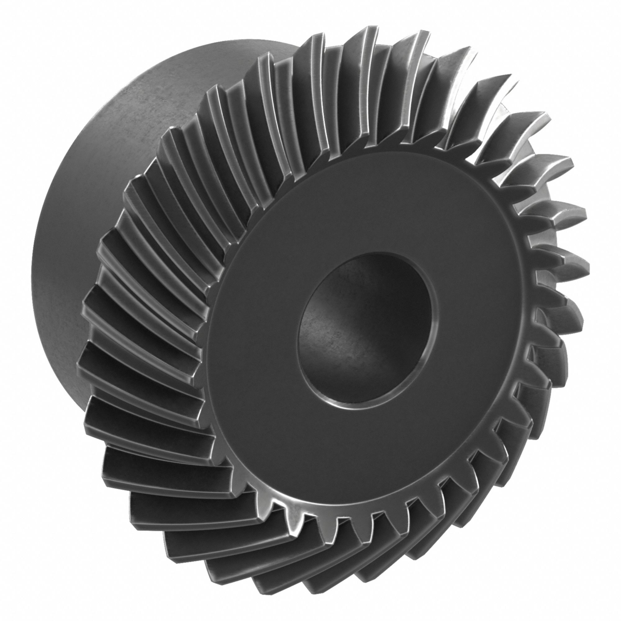 Spiral Miter Gear: Right Hand, Module m 1, 30 Teeth, Black Oxide Coated Carbon Steel, Hardened Teeth