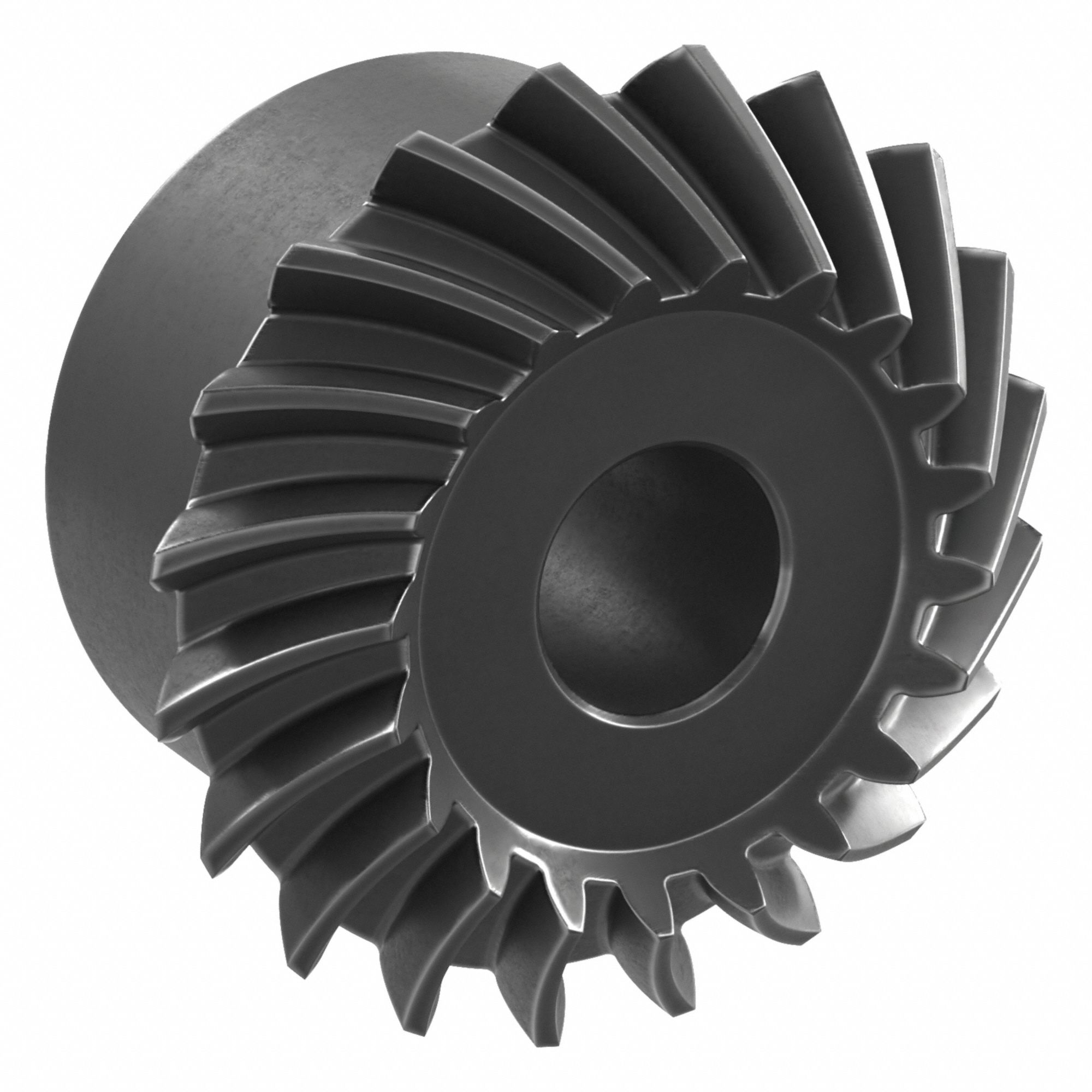 Spiral Miter Gear: Left Hand, Module m 2.5, 20 Teeth, Black Oxide Coated Carbon Steel