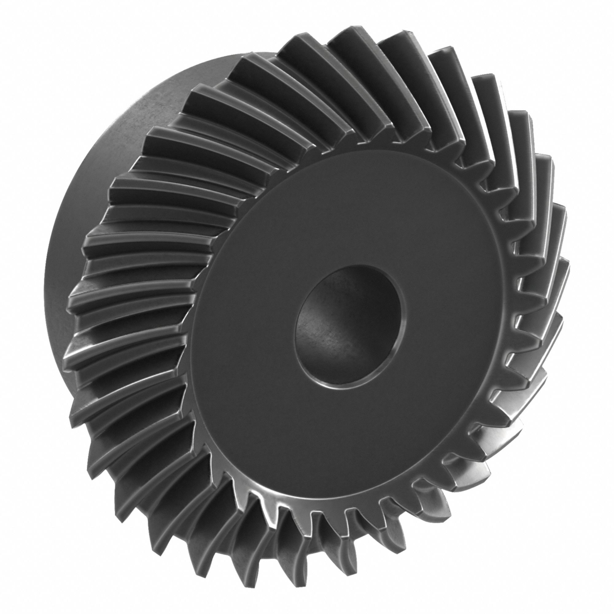 Spiral Miter Gear: Left Hand, Module m 2.5, 30 Teeth, Black Oxide Coated Carbon Steel