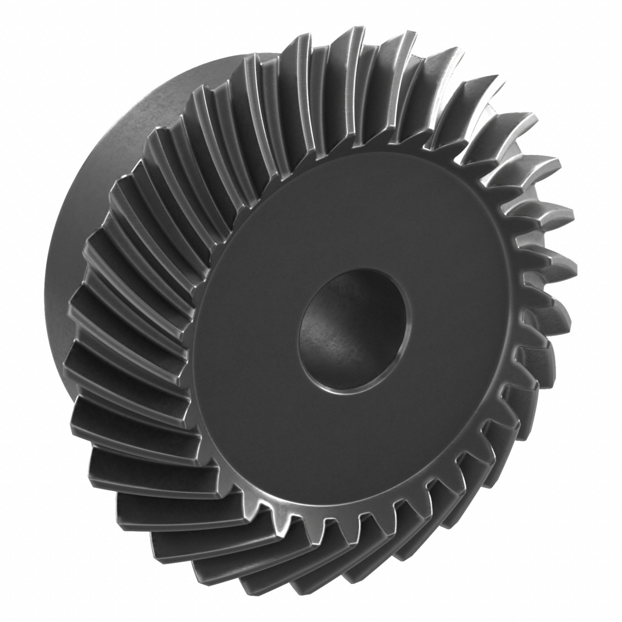 Spiral Miter Gear: Right Hand, Module m 2.5, 30 Teeth, Black Oxide Coated Carbon Steel