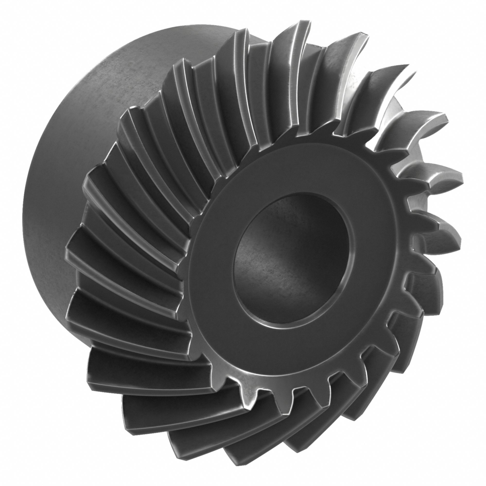 Spiral Miter Gear: Right Hand, Module m 2, 20 Teeth, Black Oxide Coated Carbon Steel, Hardened Teeth
