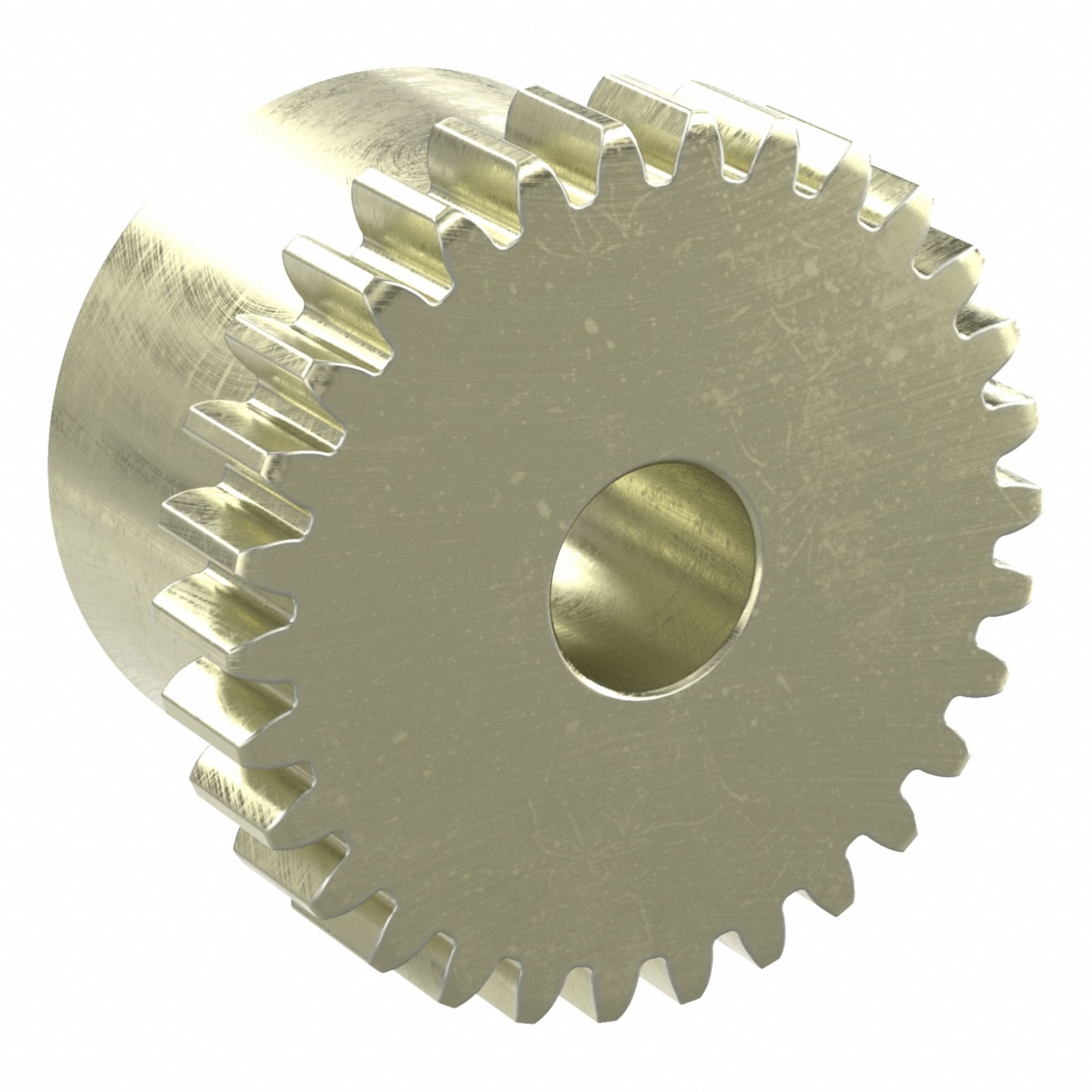 Spur Gear: Module m 0.5, 30 Teeth, 4 mm Bore Dia, Brass, 20° Pressure Angle, Plain Bore