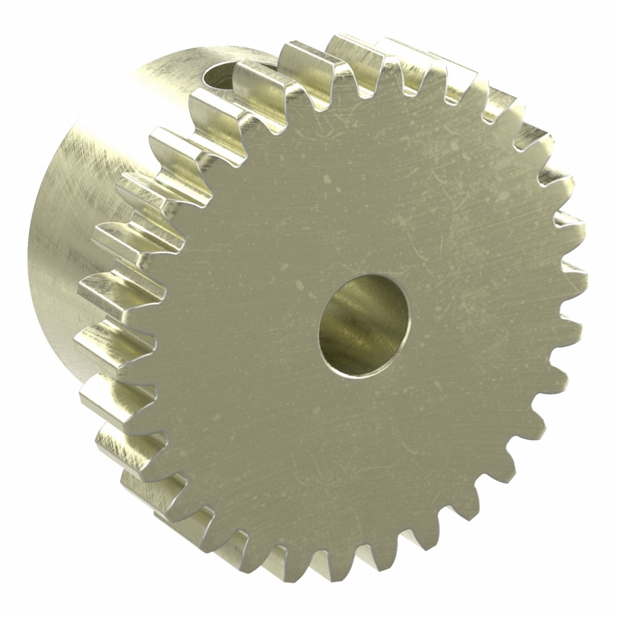 Spur Gear: Module m 0.5, 30 Teeth, 3 mm Bore Dia, Brass, 20° Pressure Angle, Finished Bore