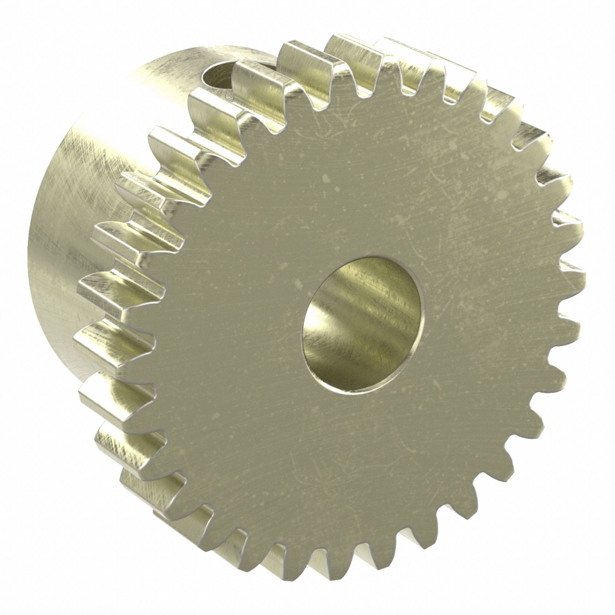 Spur Gear: Module m 0.5, 30 Teeth, 4 mm Bore Dia, Brass, 20° Pressure Angle, Finished Bore