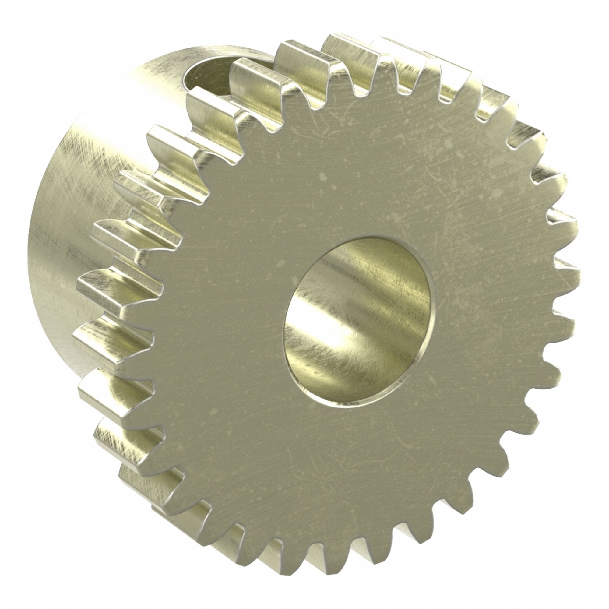 Spur Gear: Module m 0.5, 30 Teeth, 5 mm Bore Dia, Brass, 20° Pressure Angle, Finished Bore