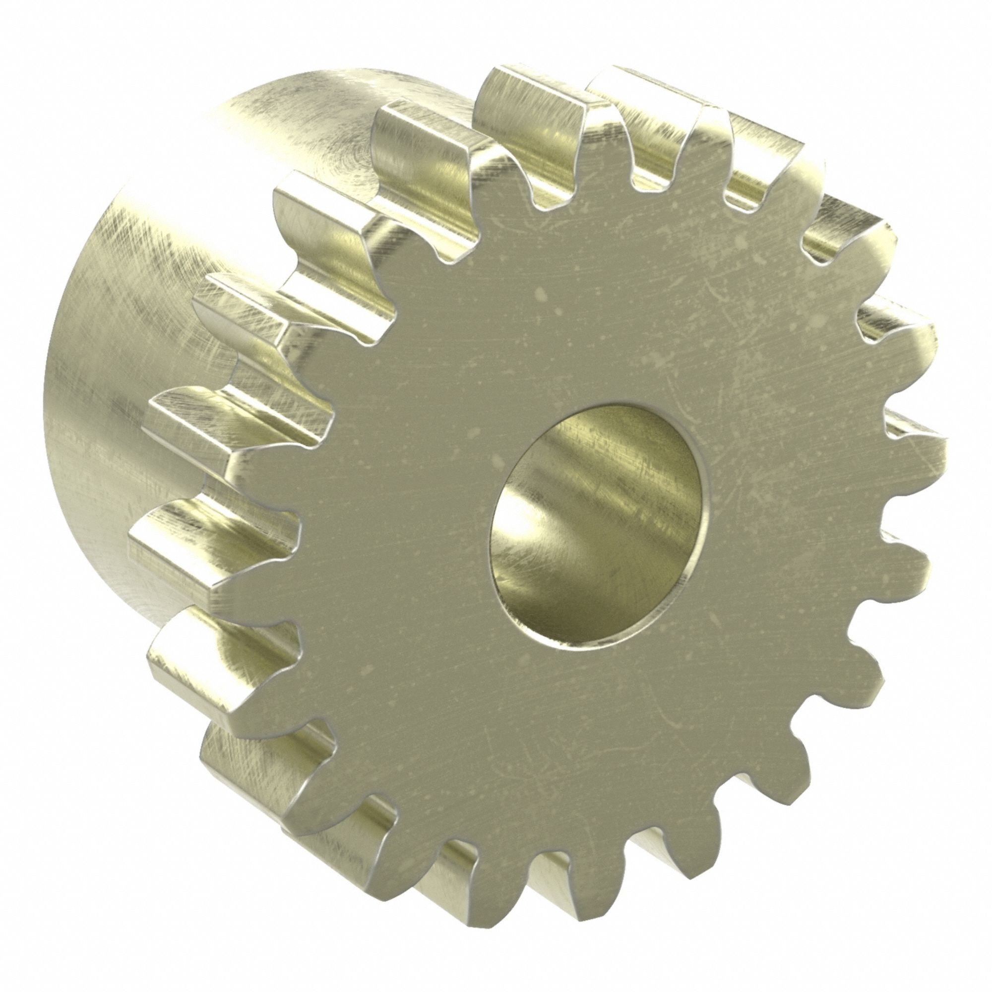Spur Gear: Module m 0.8, 20 Teeth, 5 mm Bore Dia, Brass, 20° Pressure Angle, Plain Bore