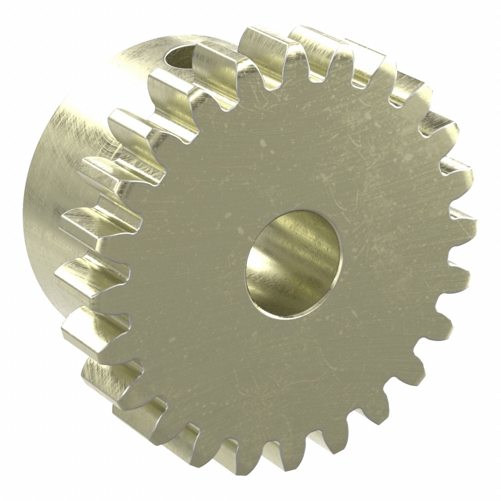 Spur Gear: Module m 0.8, 24 Teeth, 5 mm Bore Dia, Brass, 20° Pressure Angle, Finished Bore