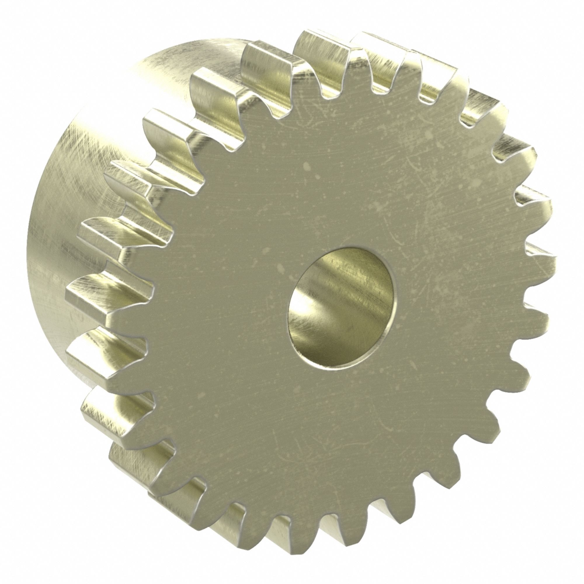 Spur Gear: Module m 0.8, 25 Teeth, 5 mm Bore Dia, Brass, 20° Pressure Angle, Plain Bore