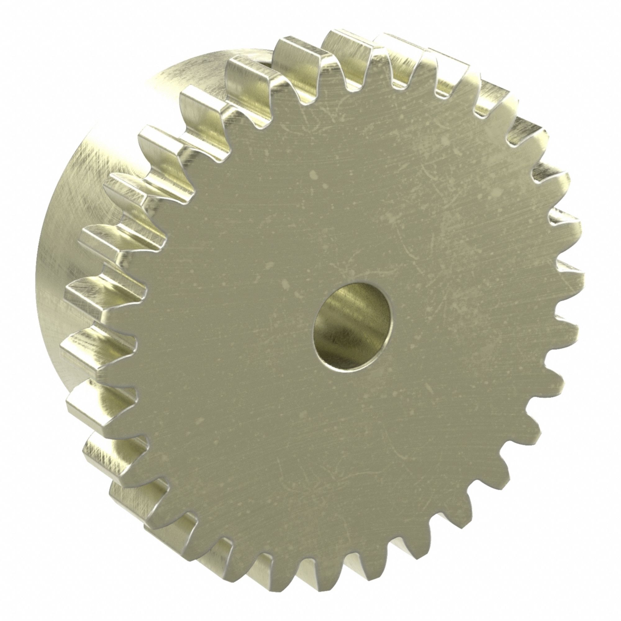 Spur Gear: Module m 0.8, 30 Teeth, 4 mm Bore Dia, Brass, 20° Pressure Angle, Finished Bore