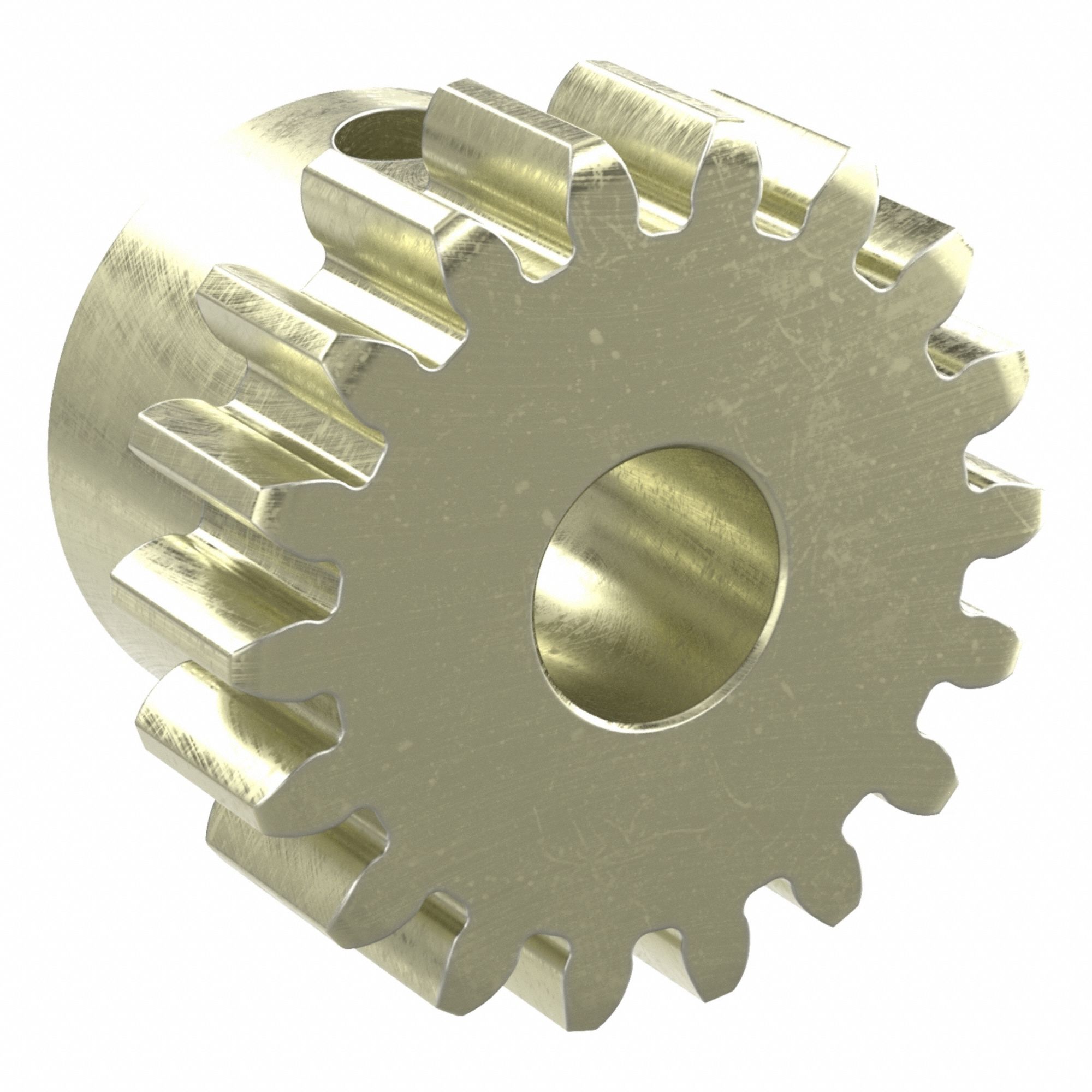 Spur Gear: Module m 1, 18 Teeth, 6 mm Bore Dia, Brass, 20° Pressure Angle, Finished Bore