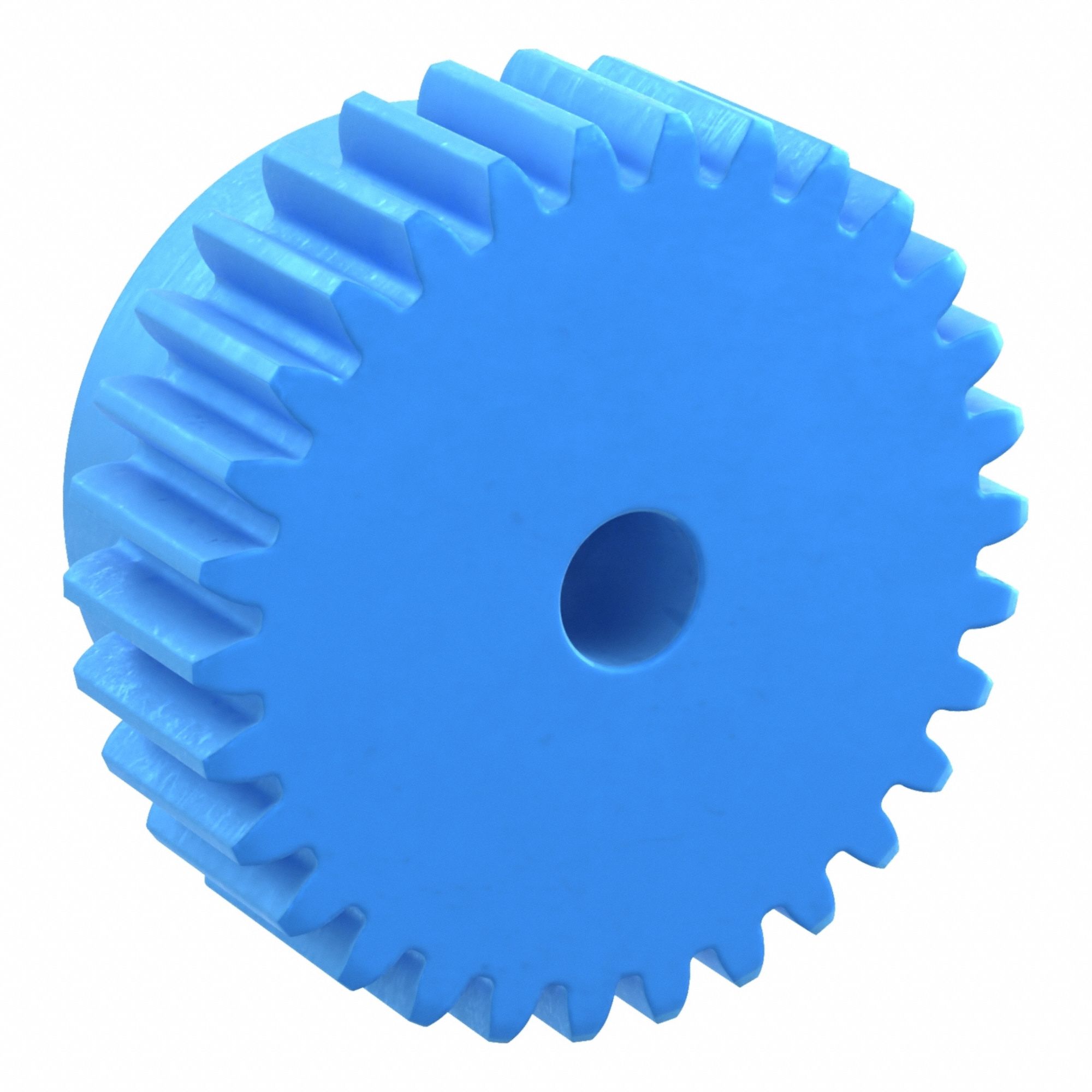 Machined Spur Gear: Module m 1.5, 30 Teeth, 8 mm Bore Dia, Nylon, 20° Pressure Angle, Plain Bore