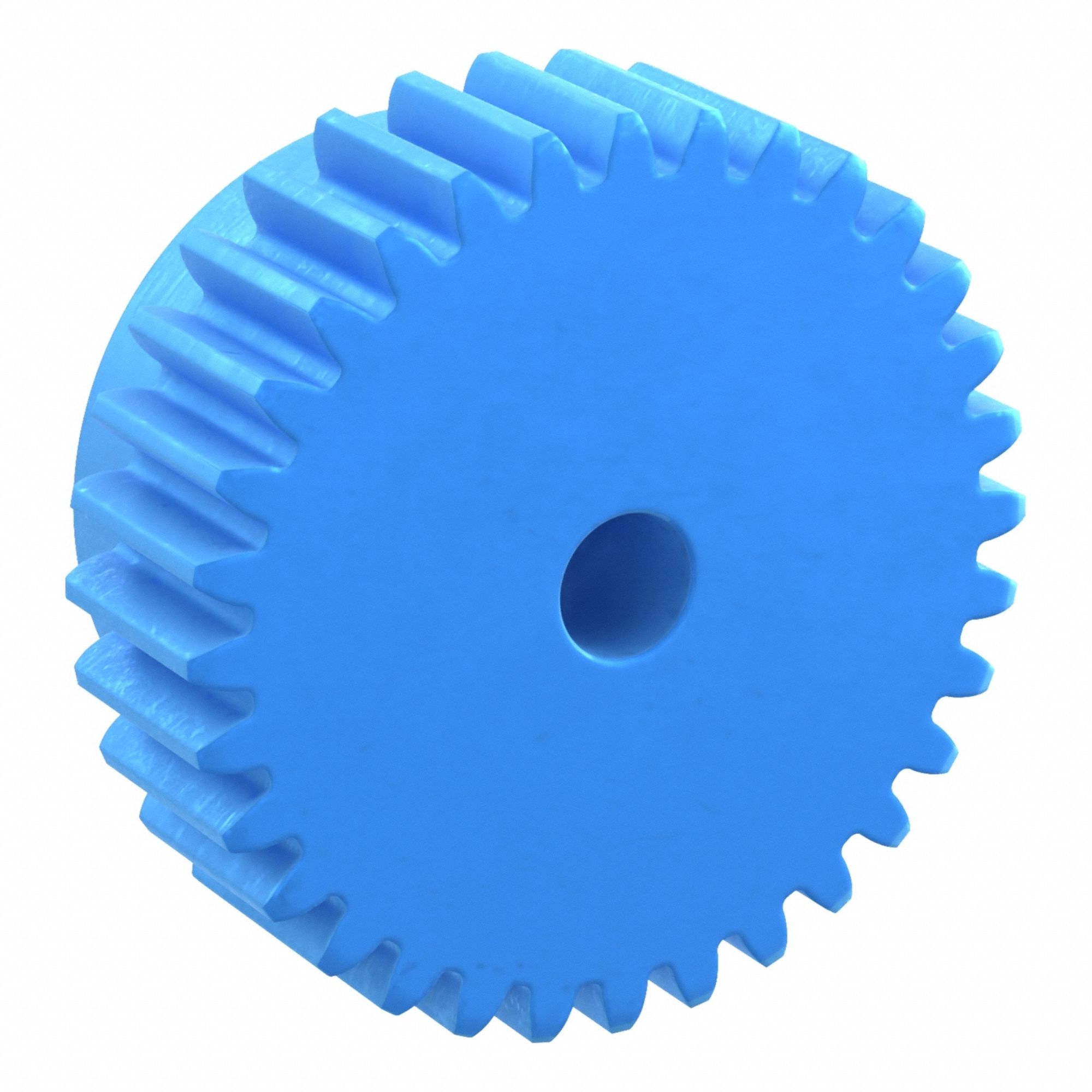 Machined Spur Gear: Module m 1.5, 32 Teeth, 8 mm Bore Dia, Nylon, 20° Pressure Angle, Plain Bore