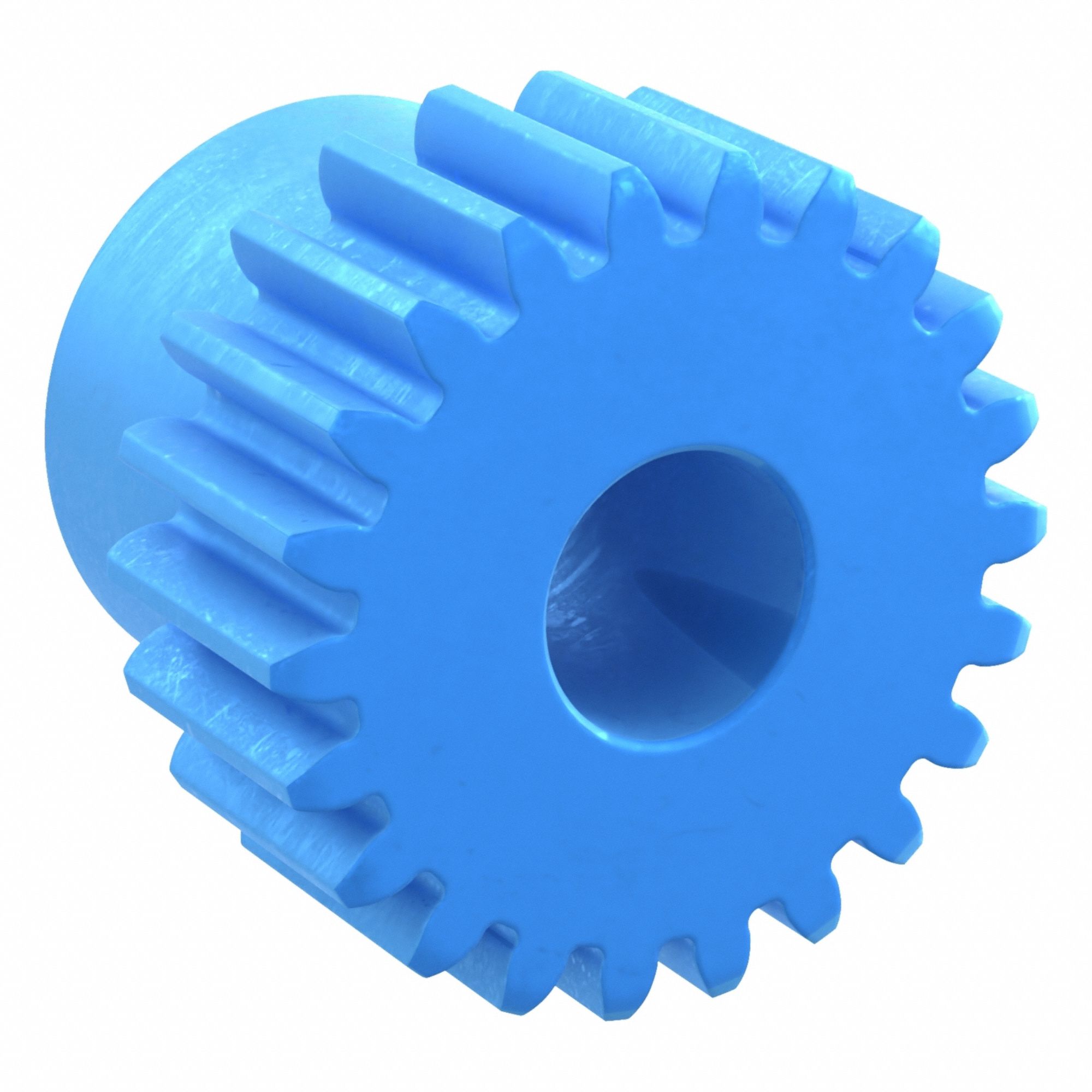 Machined Spur Gear: Module m 1, 22 Teeth, 8 mm Bore Dia, Nylon, 20° Pressure Angle, Plain Bore