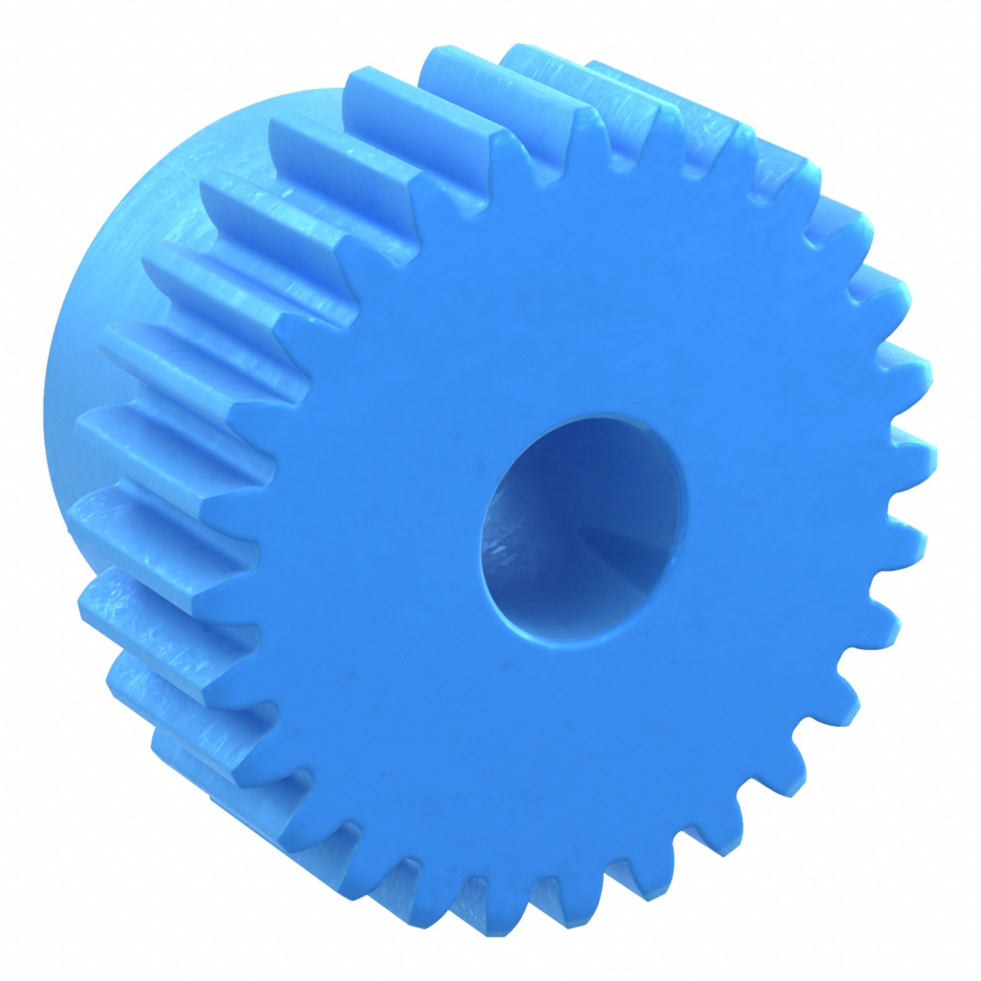 Machined Spur Gear: Module m 1, 28 Teeth, 8 mm Bore Dia, Nylon, 20° Pressure Angle, Plain Bore