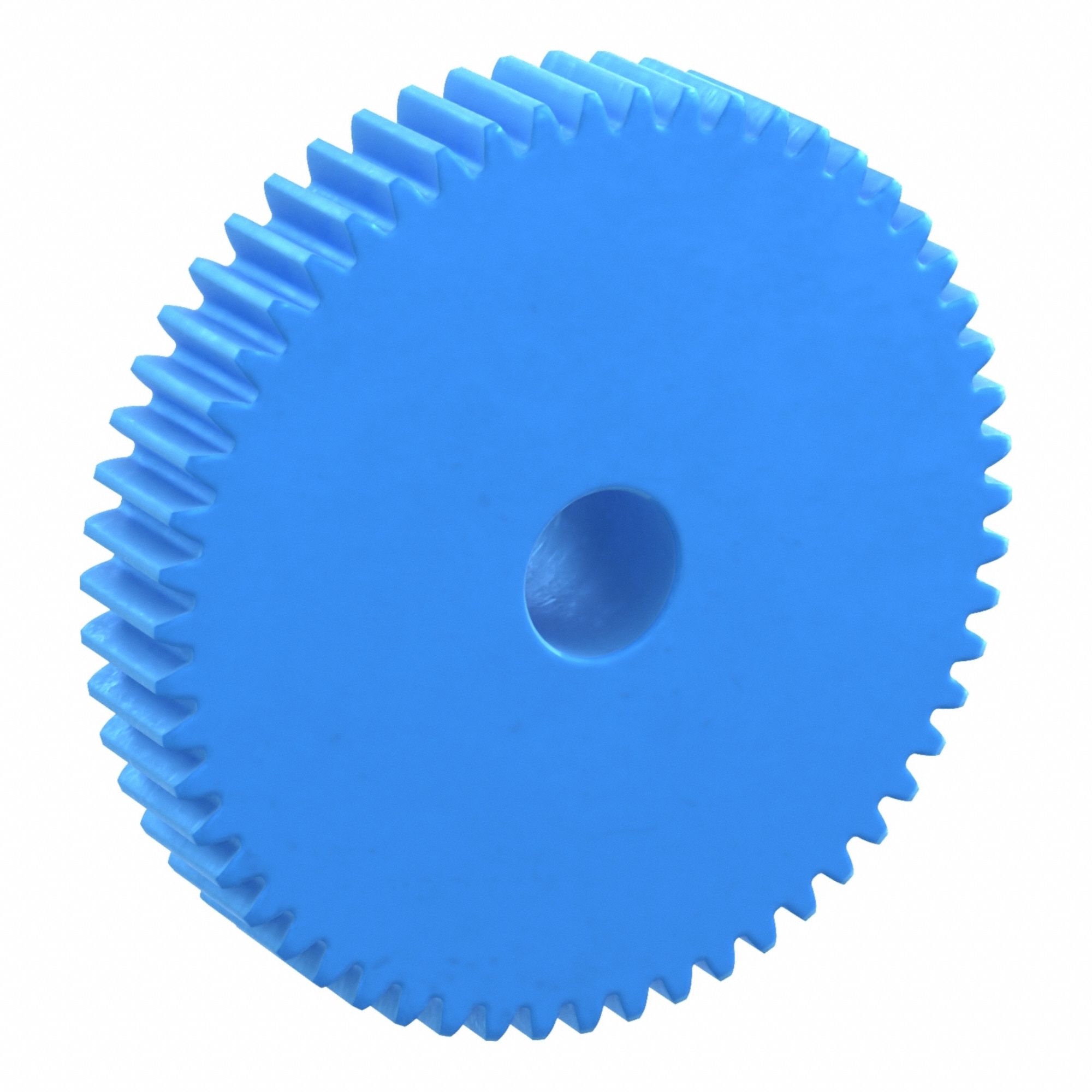 Machined Spur Gear: Module m 1, 55 Teeth, 10 mm Bore Dia, Nylon, 20° Pressure Angle, Plain Bore